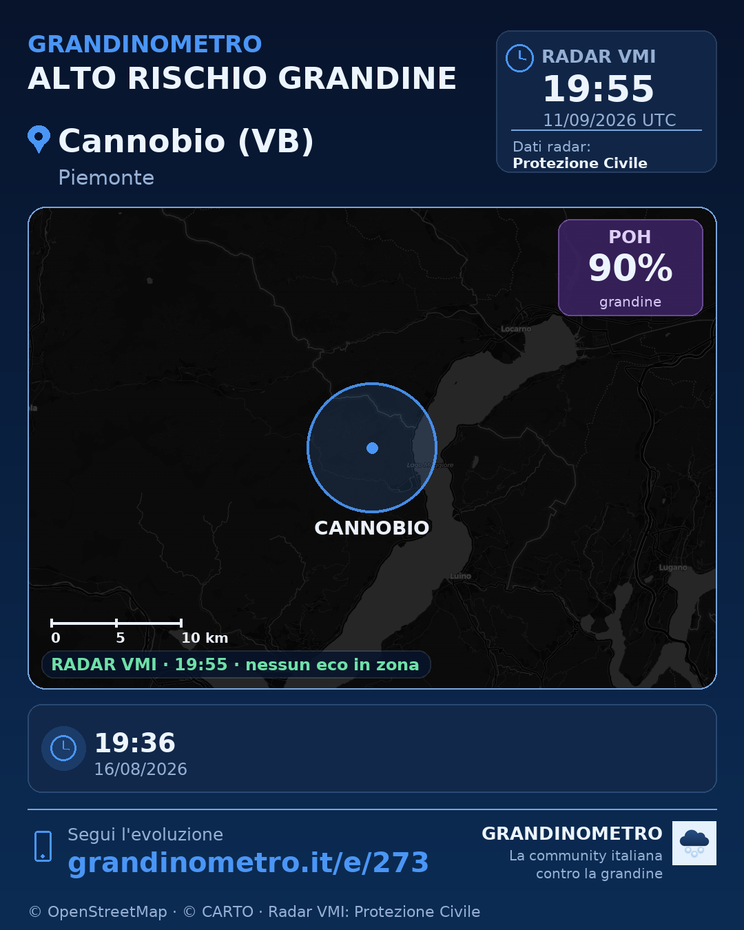 Mappa dell'evento: grandine a Cannobio (VB)