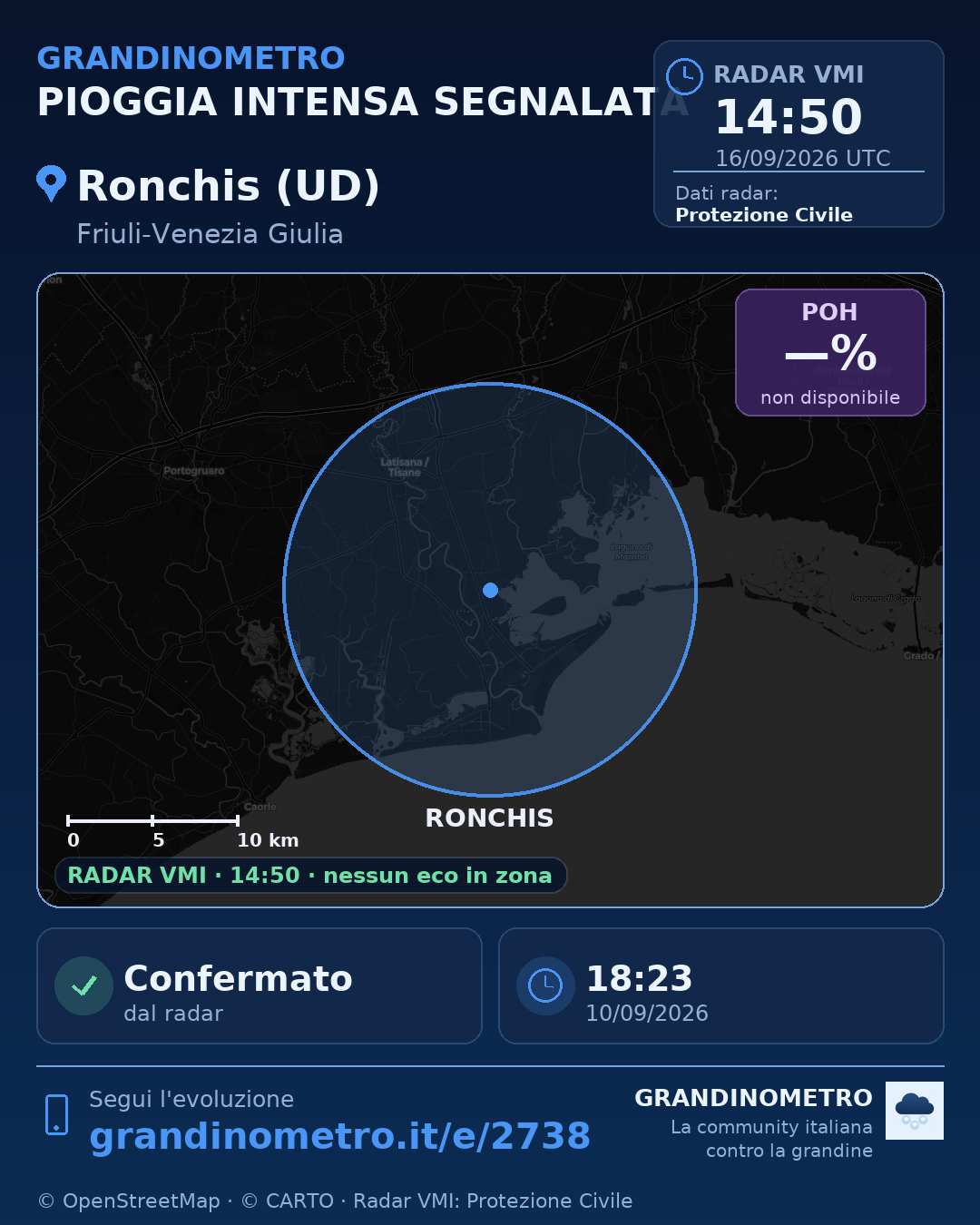 Mappa dell'evento: pioggia intensa a Ronchis (UD)