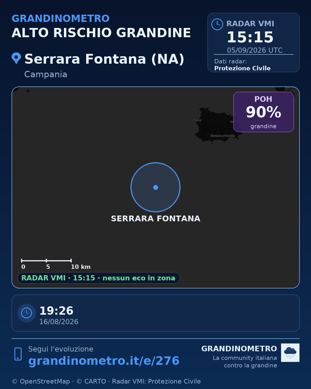 Mappa dell'evento: grandine a Serrara Fontana (NA)