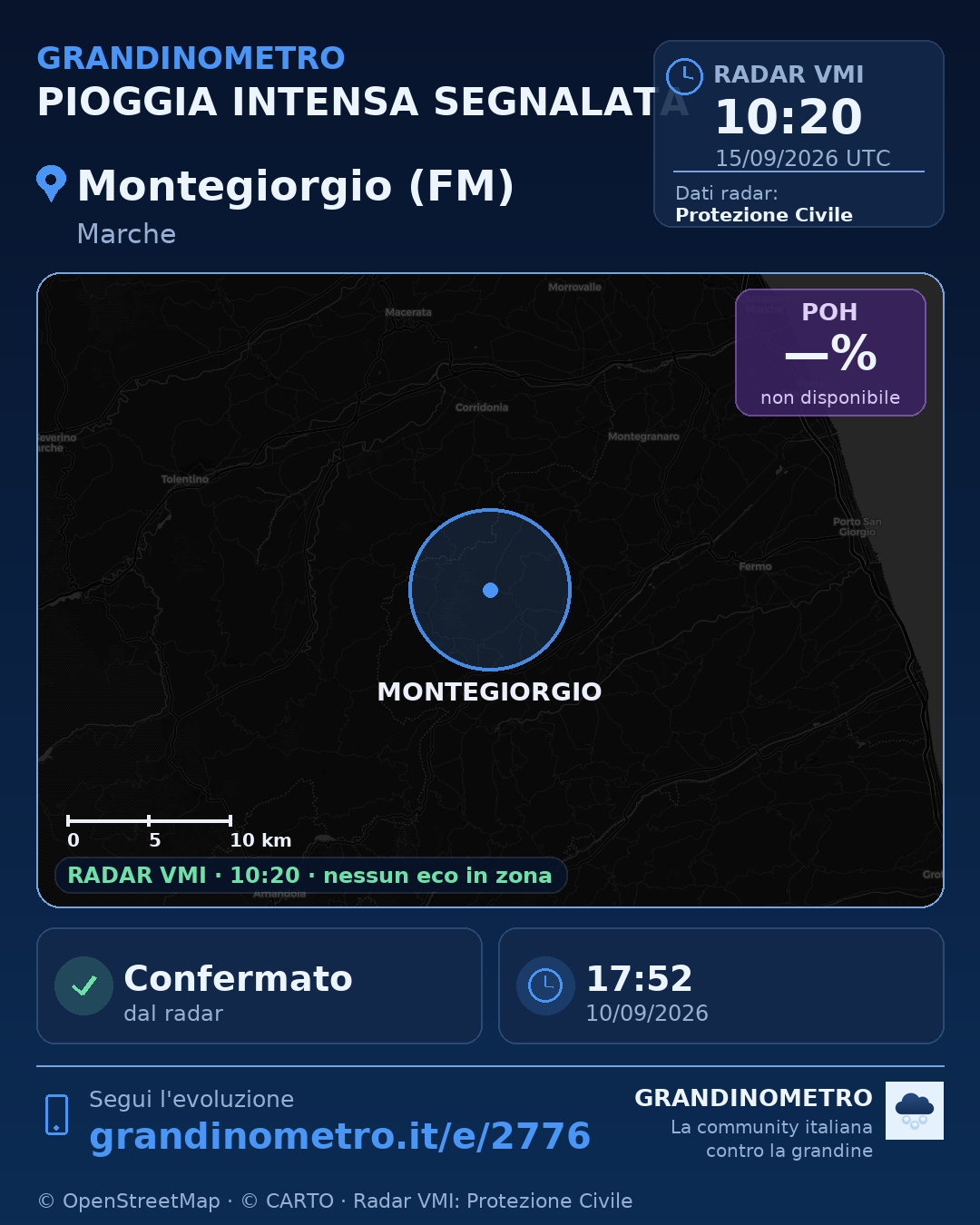 Mappa dell'evento: pioggia intensa a Montegiorgio (FM)