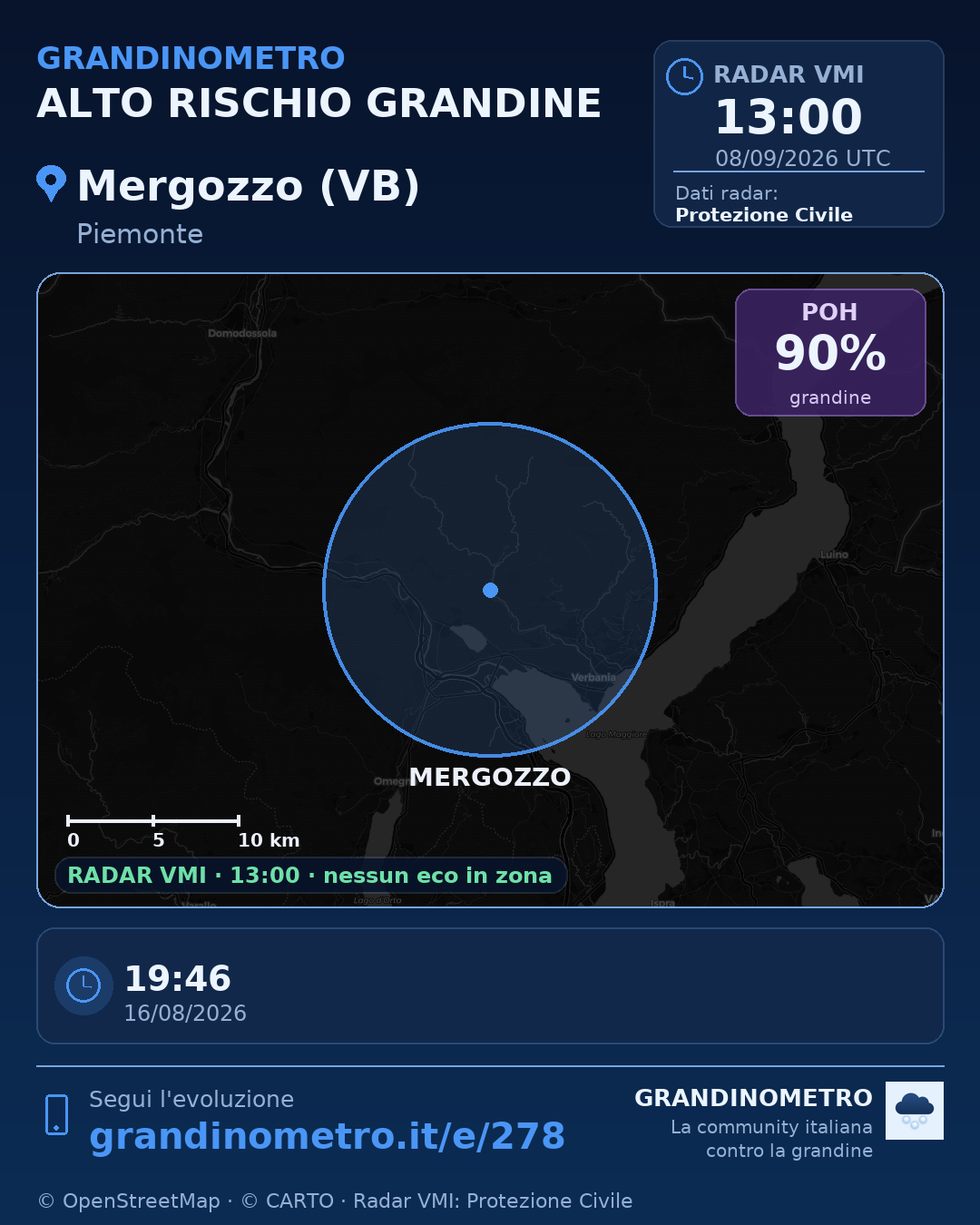 Mappa dell'evento: grandine a Mergozzo (VB)