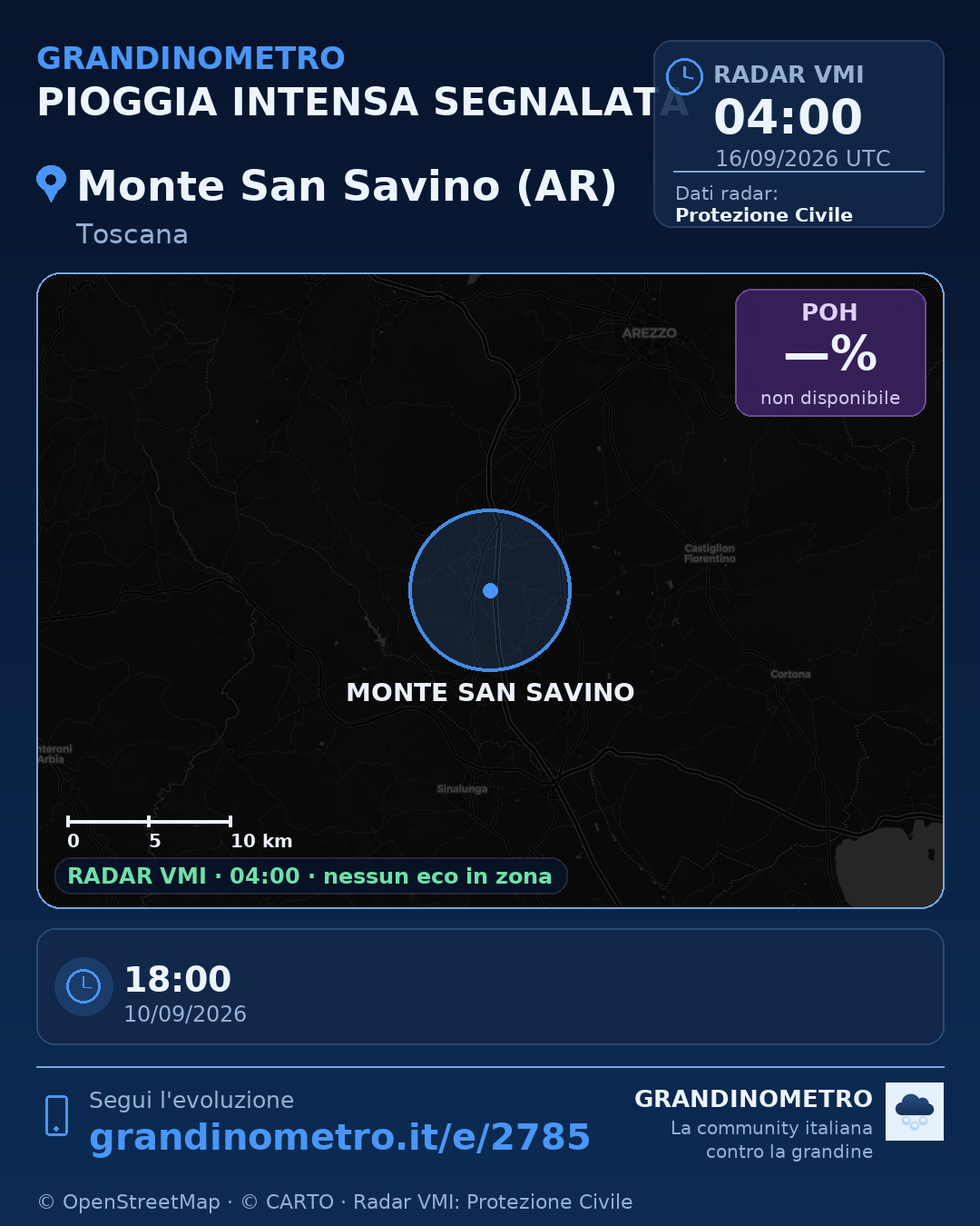 Mappa dell'evento: pioggia intensa a Monte San Savino (AR)