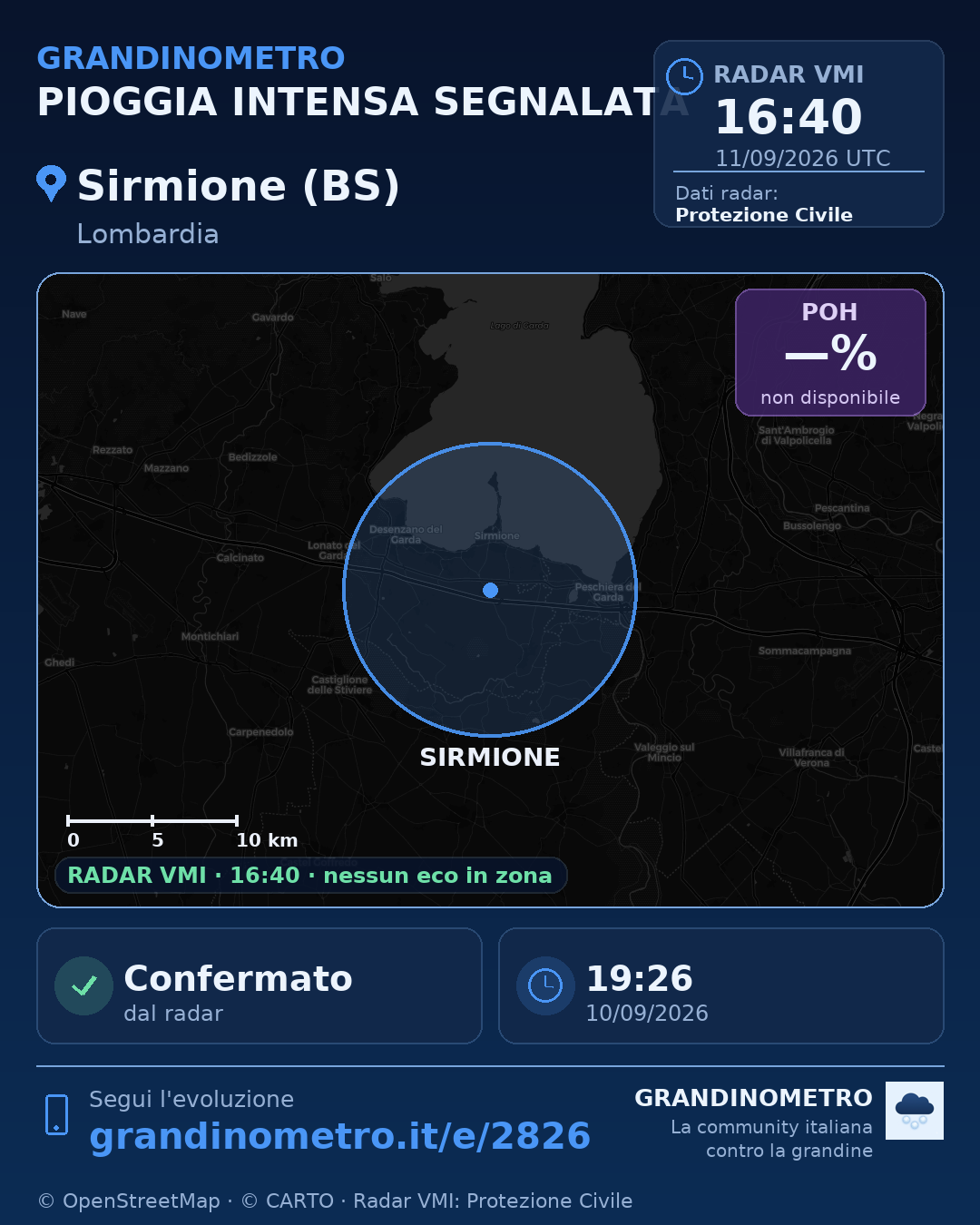 Mappa dell'evento: pioggia intensa a Sirmione (BS)