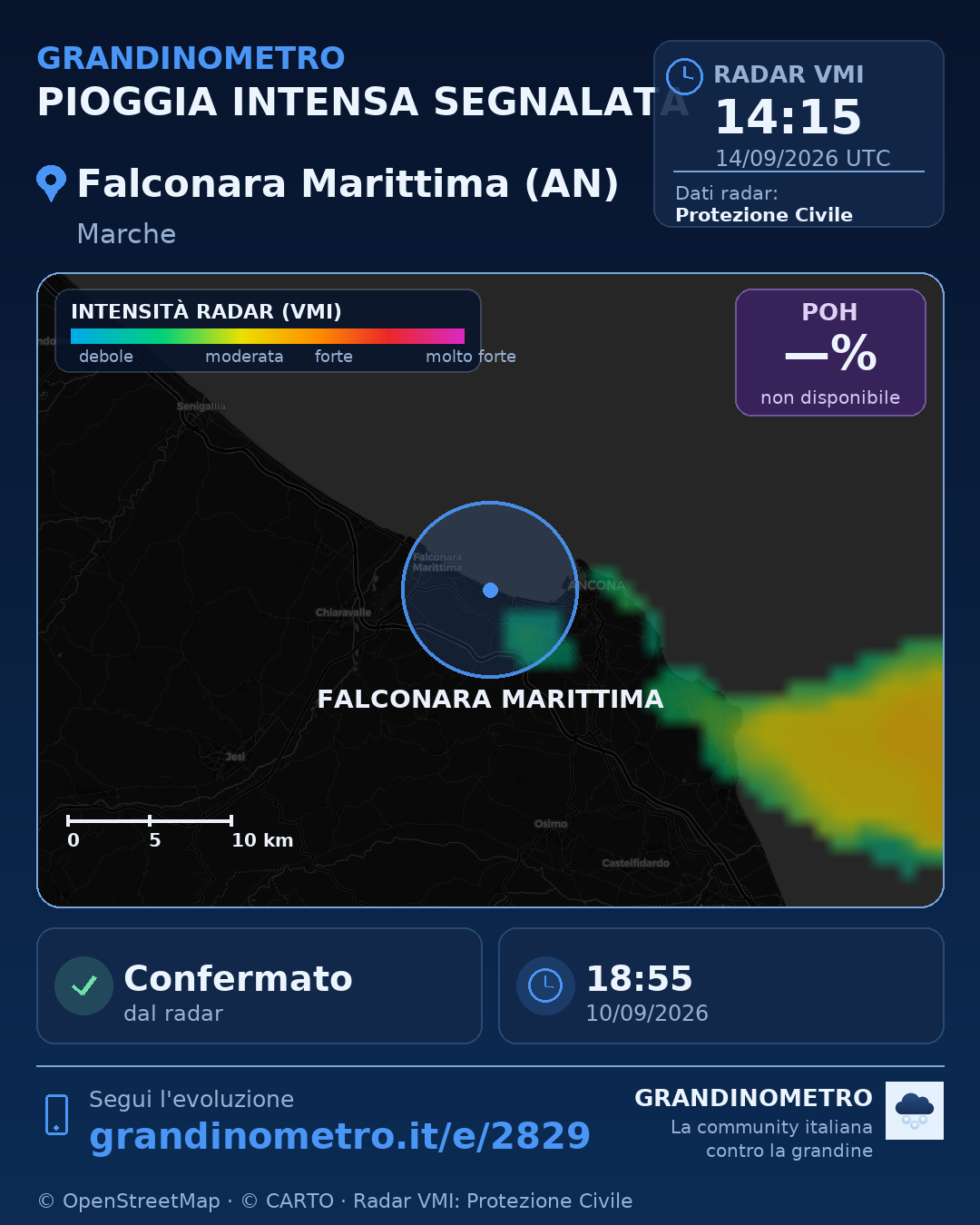 Mappa dell'evento: pioggia intensa a Falconara Marittima (AN)