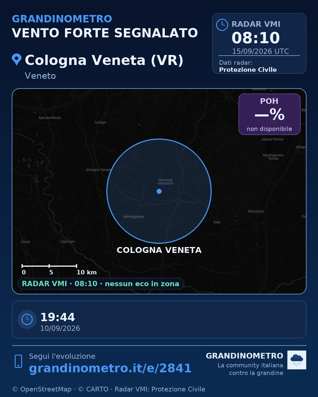 Mappa dell'evento: vento forte a Cologna Veneta (VR)