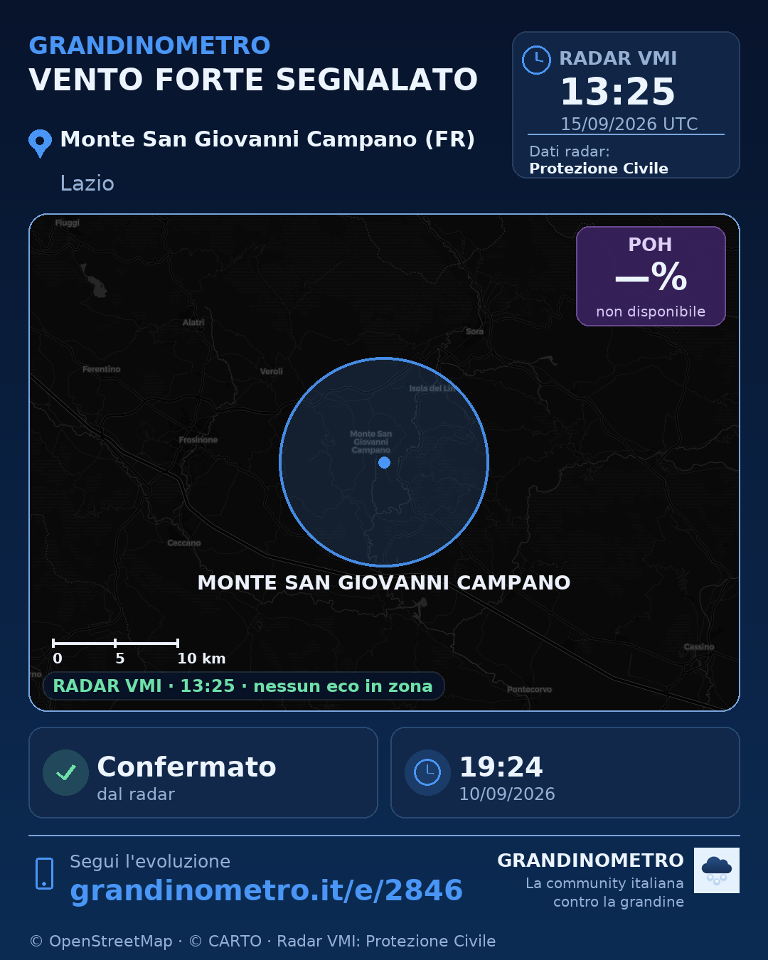 Mappa dell'evento: vento forte a Monte San Giovanni Campano (FR)