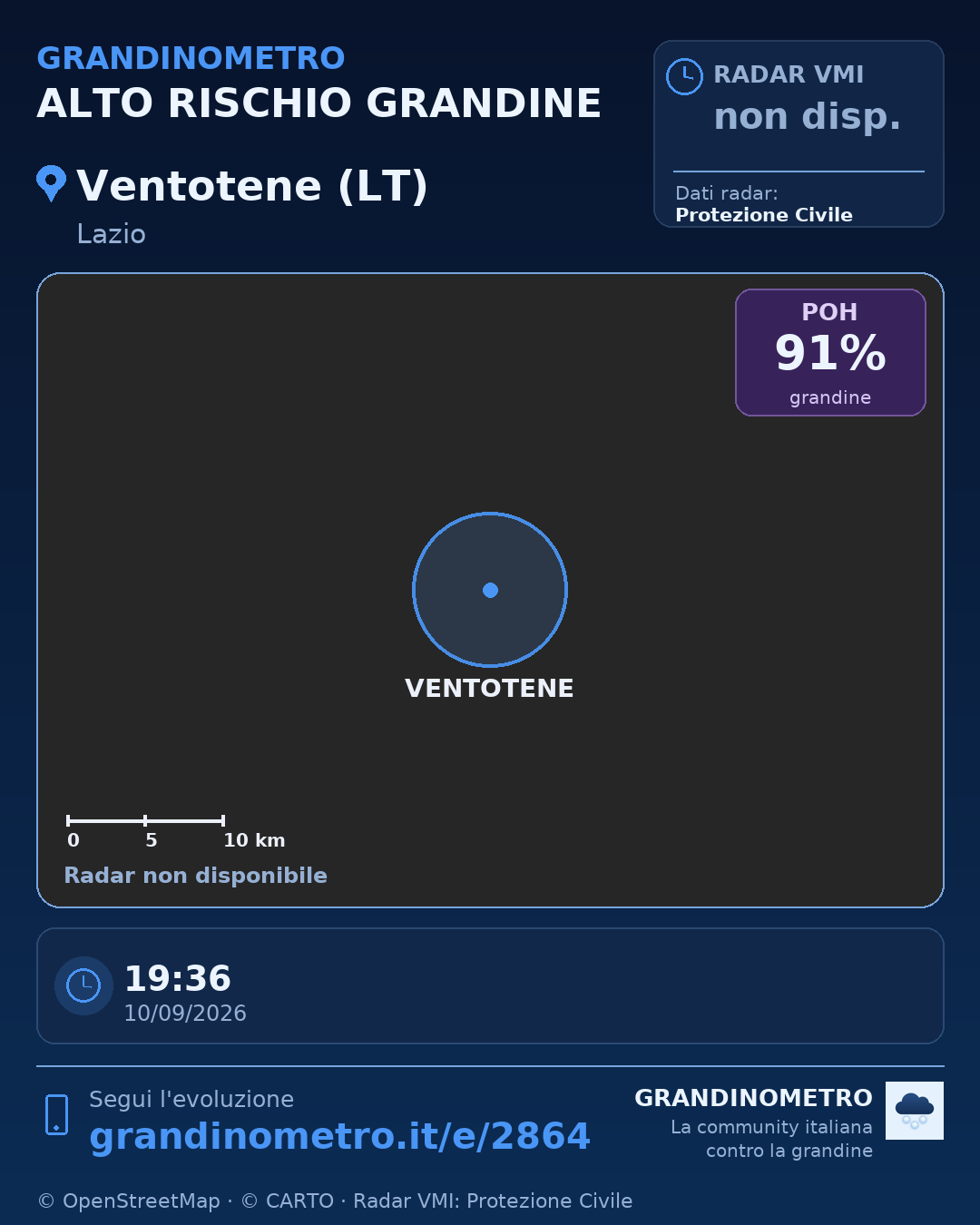 Mappa dell'evento: grandine a Ventotene (LT)