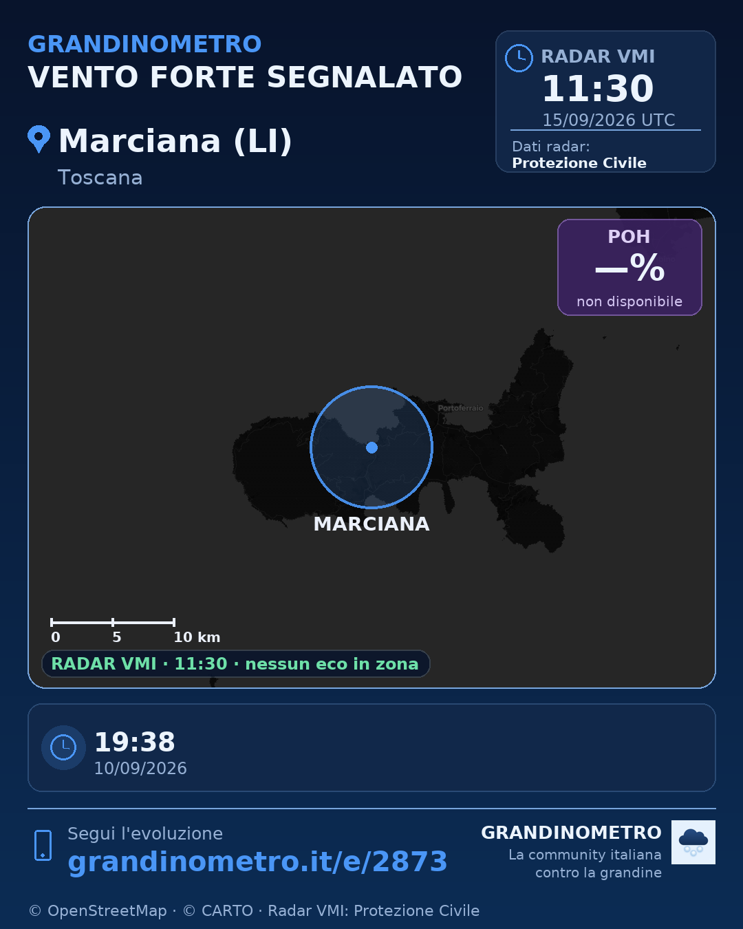 Mappa dell'evento: vento forte a Marciana (LI)