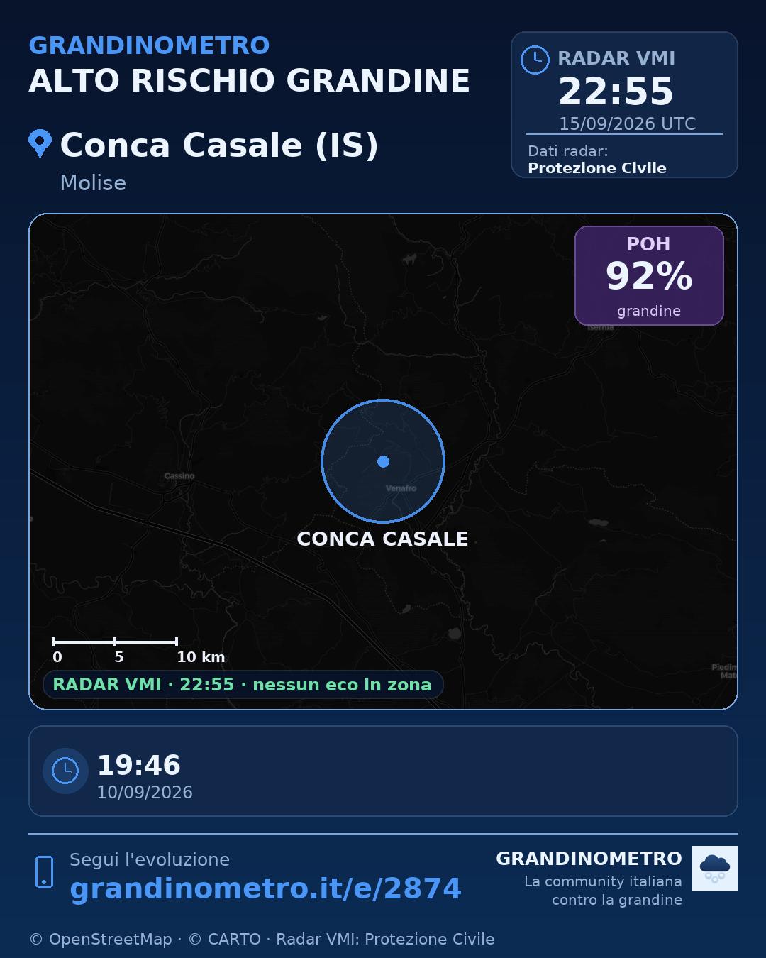 Mappa dell'evento: grandine a Conca Casale (IS)