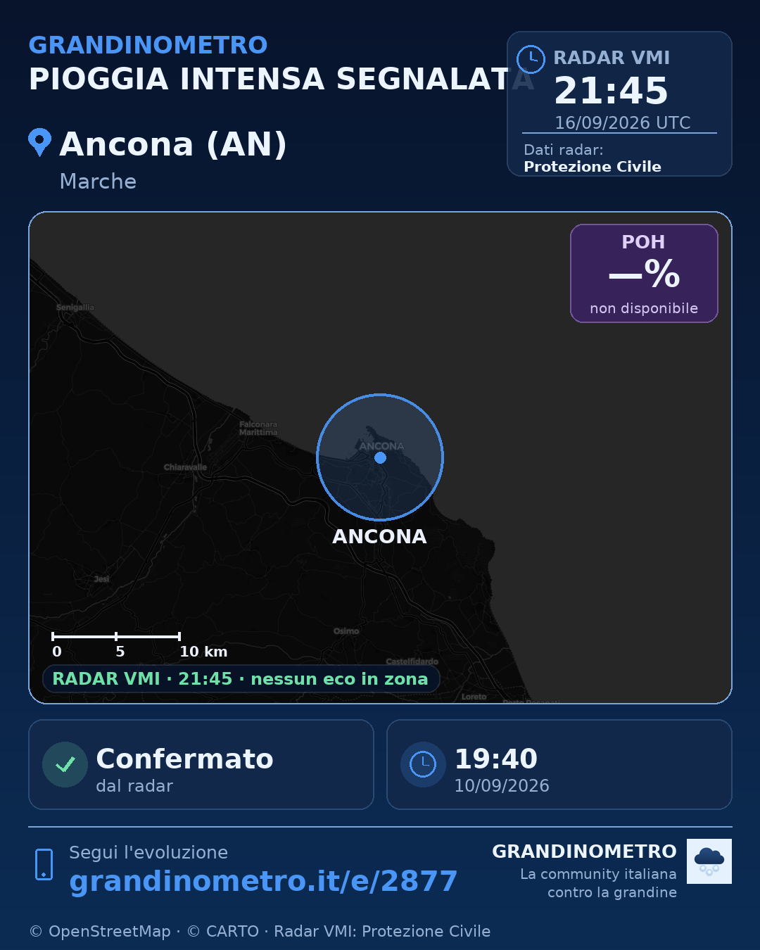 Mappa dell'evento: pioggia intensa ad Ancona (AN)