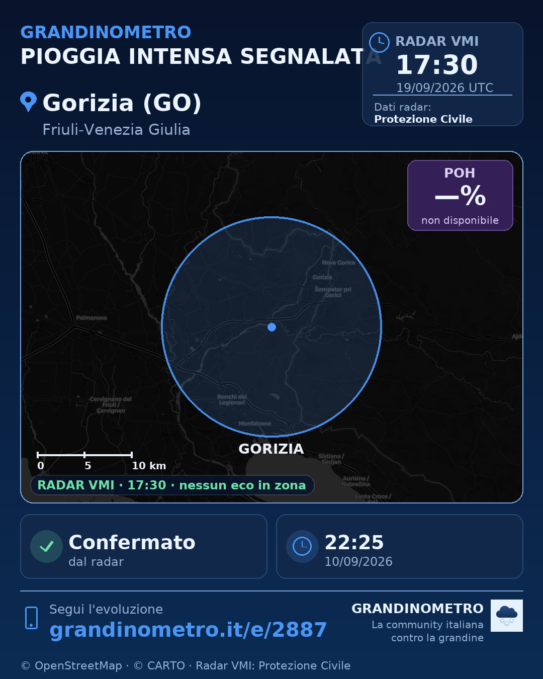 Mappa dell'evento: pioggia intensa a Gorizia (GO)