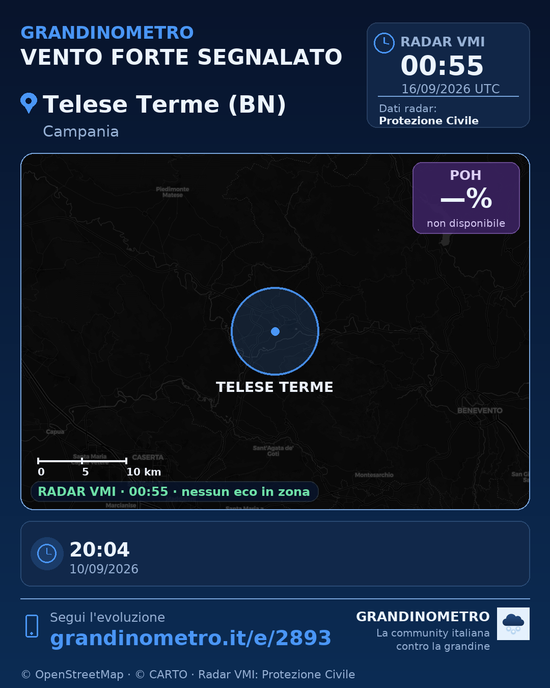 Mappa dell'evento: vento forte a Telese Terme (BN)