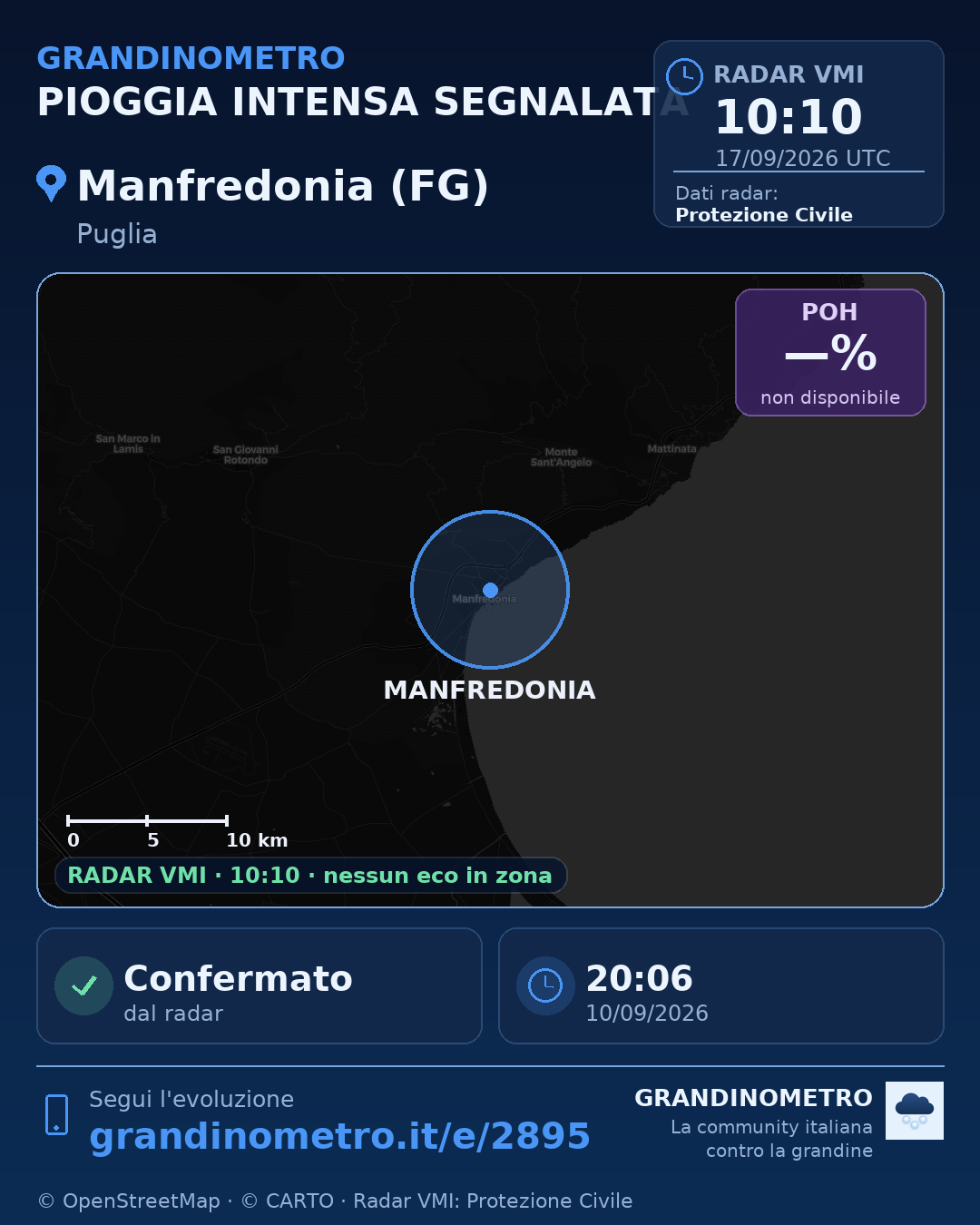 Mappa dell'evento: pioggia intensa a Manfredonia (FG)