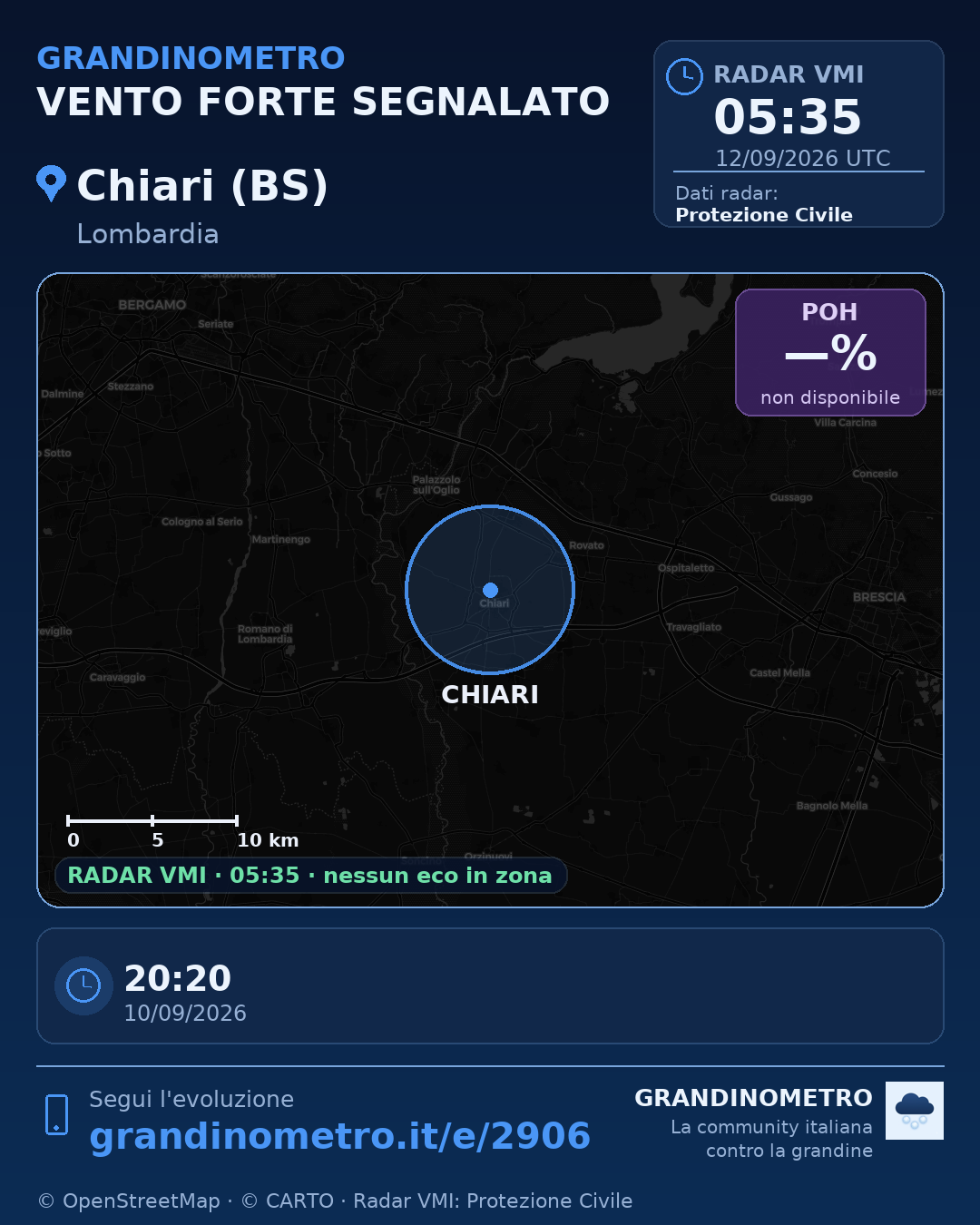 Mappa dell'evento: vento forte a Chiari (BS)