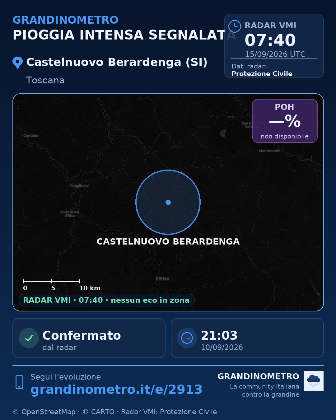 Mappa dell'evento: pioggia intensa a Castelnuovo Berardenga (SI)