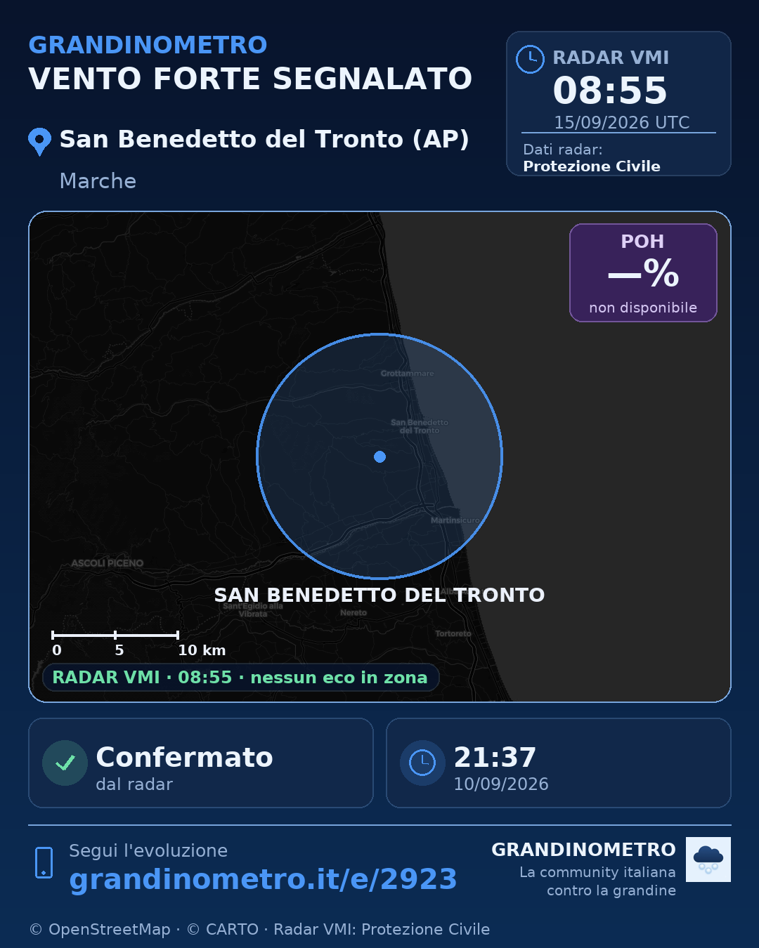 Mappa dell'evento: vento forte a San Benedetto del Tronto (AP)