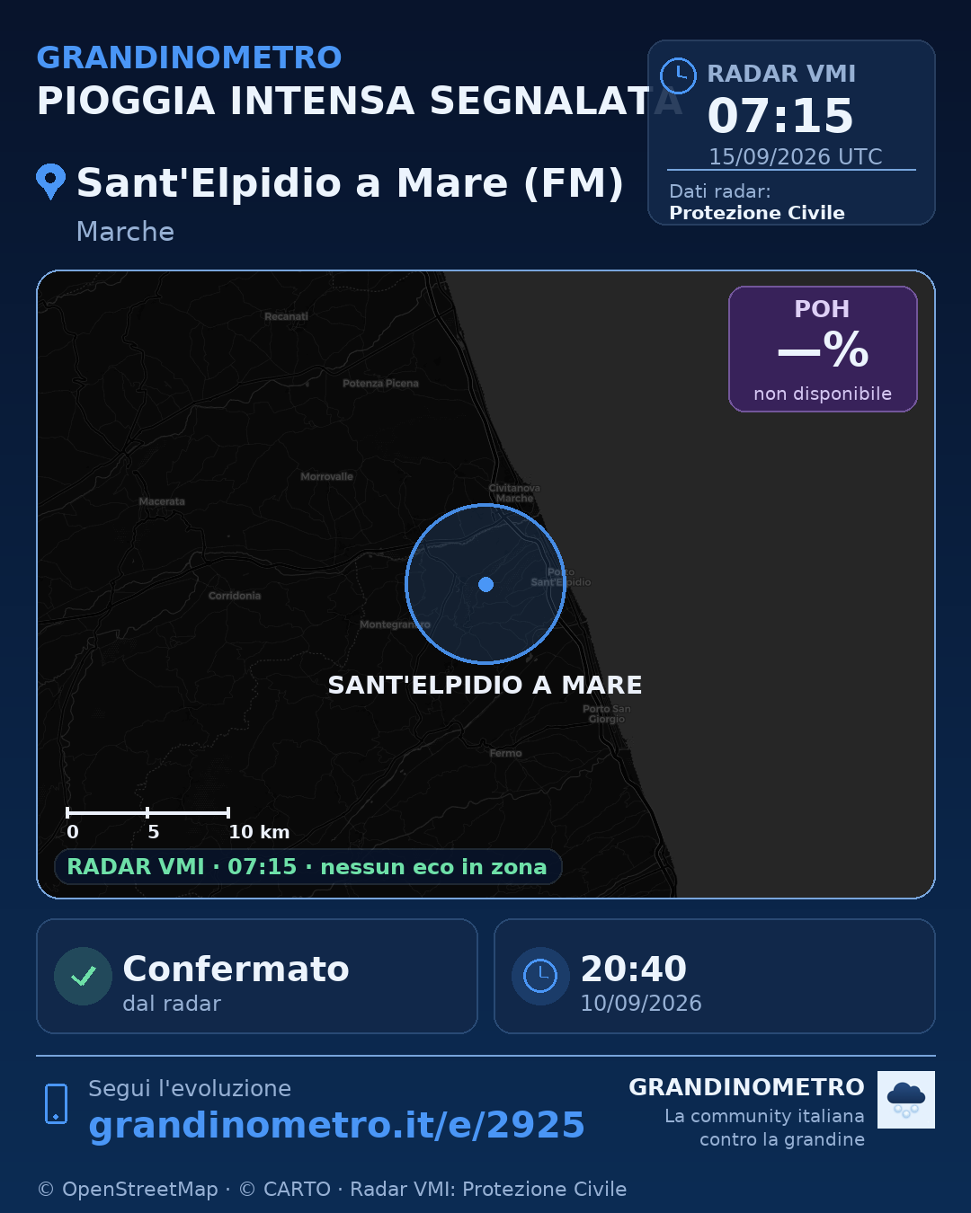 Mappa dell'evento: pioggia intensa a Sant'Elpidio a Mare (FM)