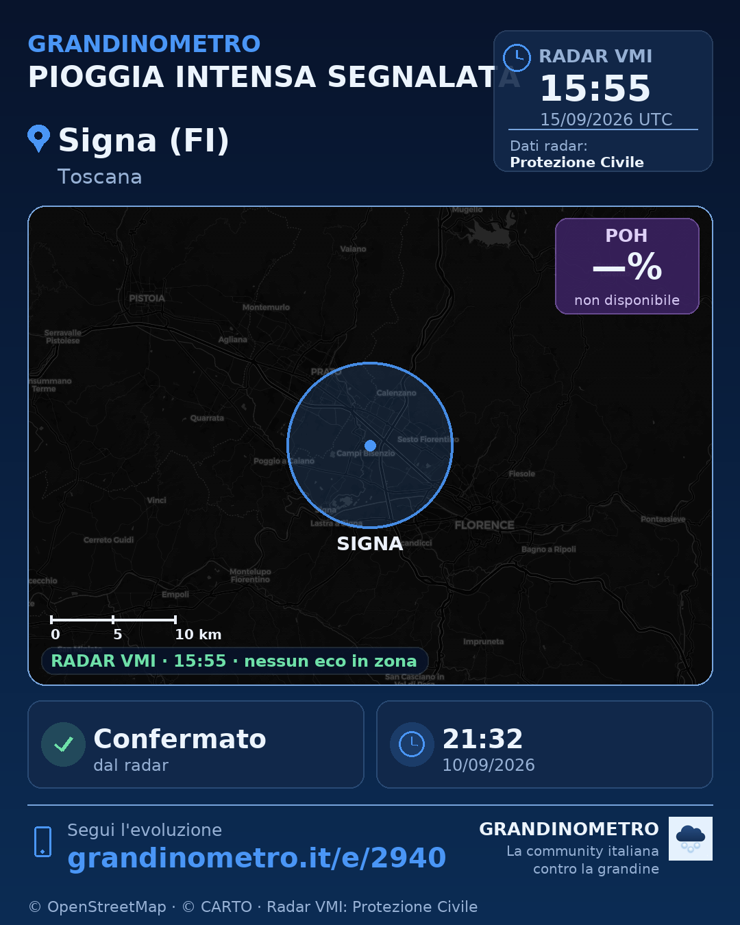 Mappa dell'evento: pioggia intensa a Signa (FI)