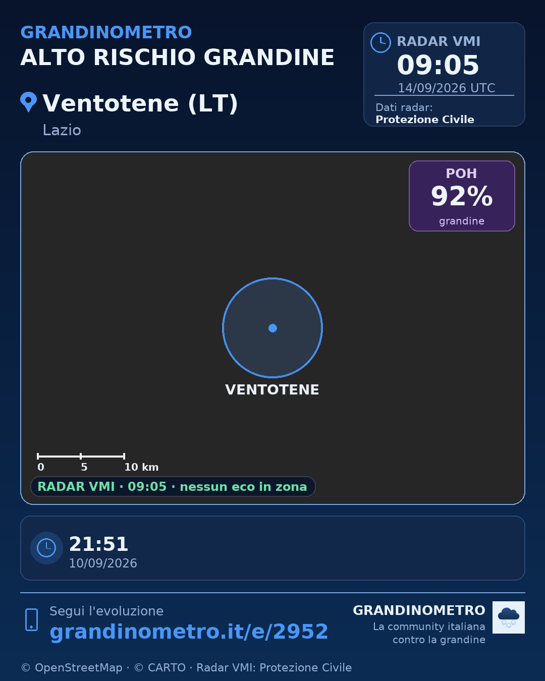 Mappa dell'evento: grandine a Ventotene (LT)