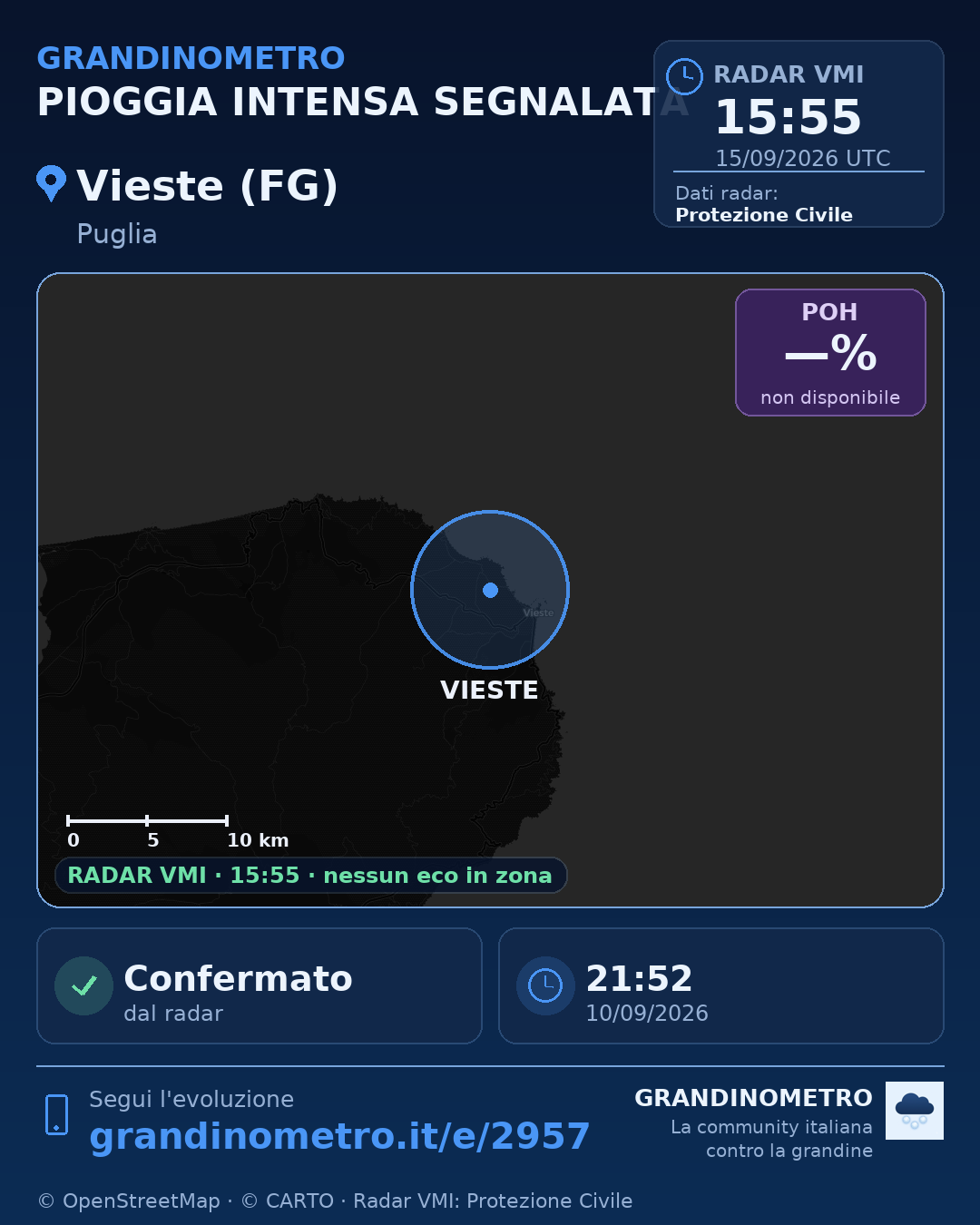Mappa dell'evento: pioggia intensa a Vieste (FG)