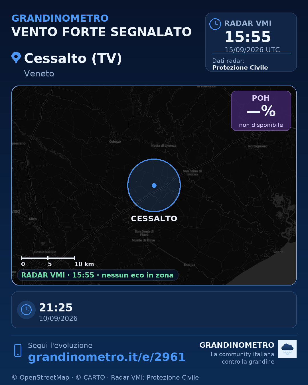 Mappa dell'evento: vento forte a Cessalto (TV)