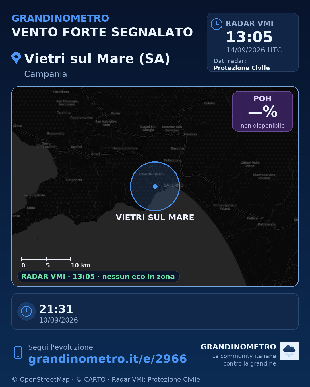 Mappa dell'evento: vento forte a Vietri sul Mare (SA)