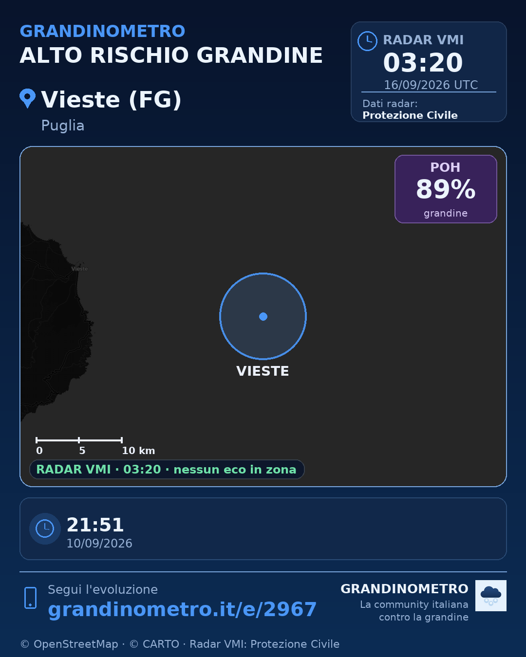 Mappa dell'evento: grandine a Vieste (FG)