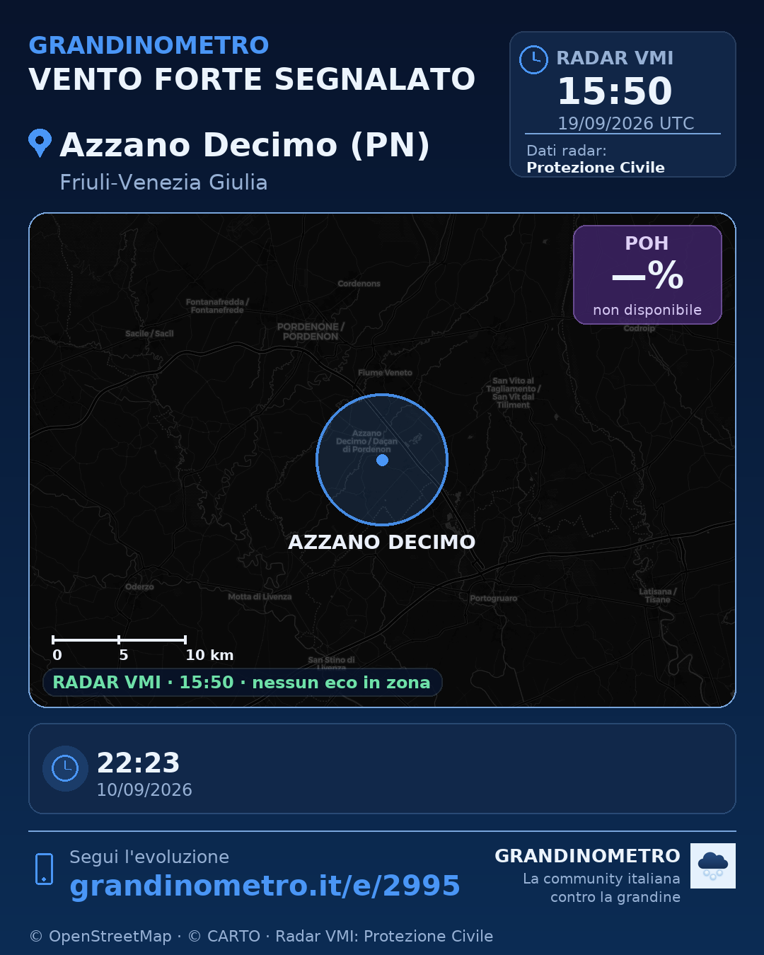 Mappa dell'evento: vento forte ad Azzano Decimo (PN)