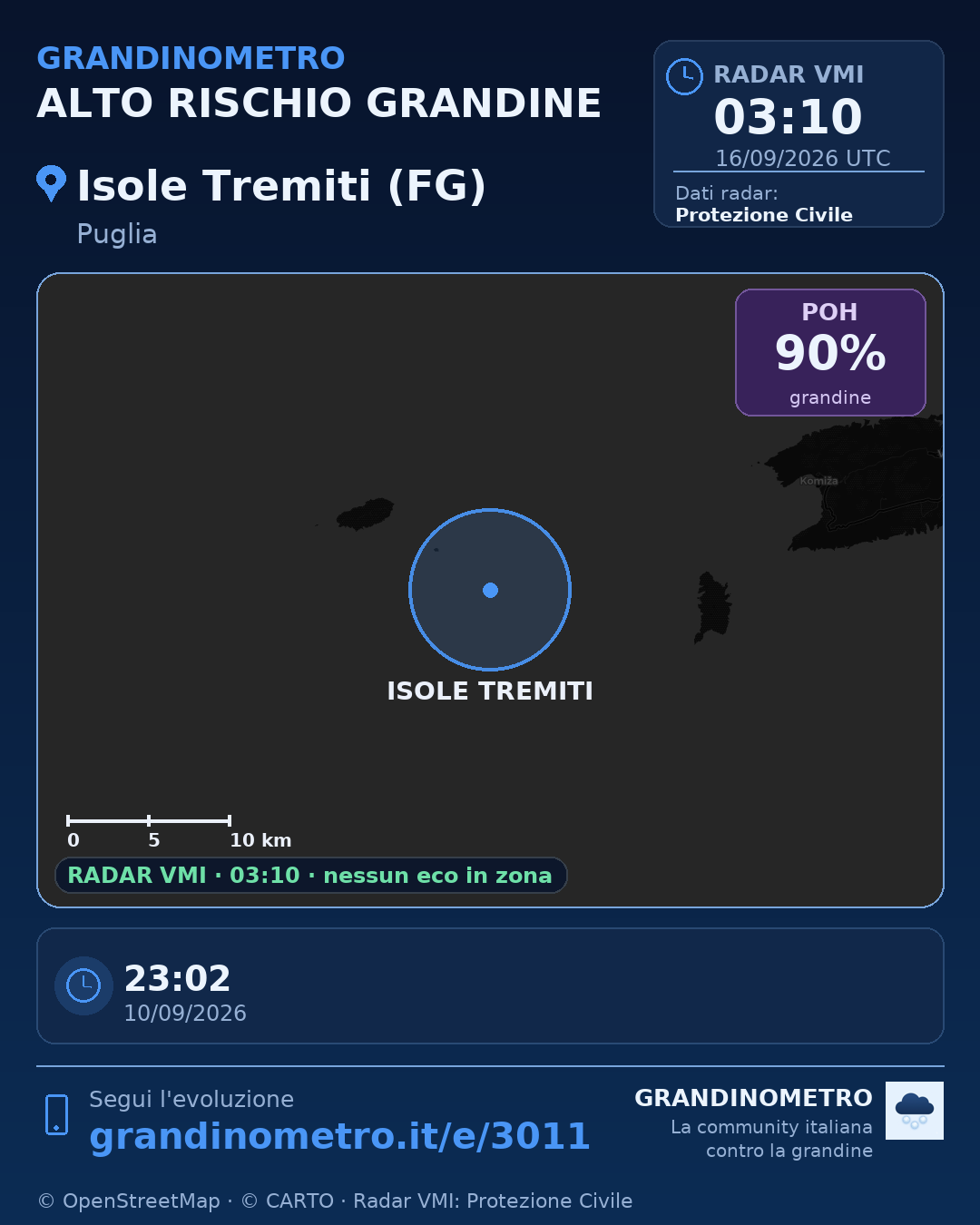 Mappa dell'evento: grandine a Isole Tremiti (FG)