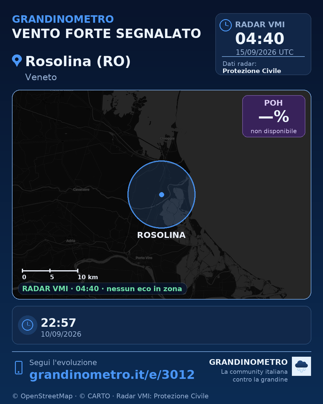 Mappa dell'evento: vento forte a Rosolina (RO)