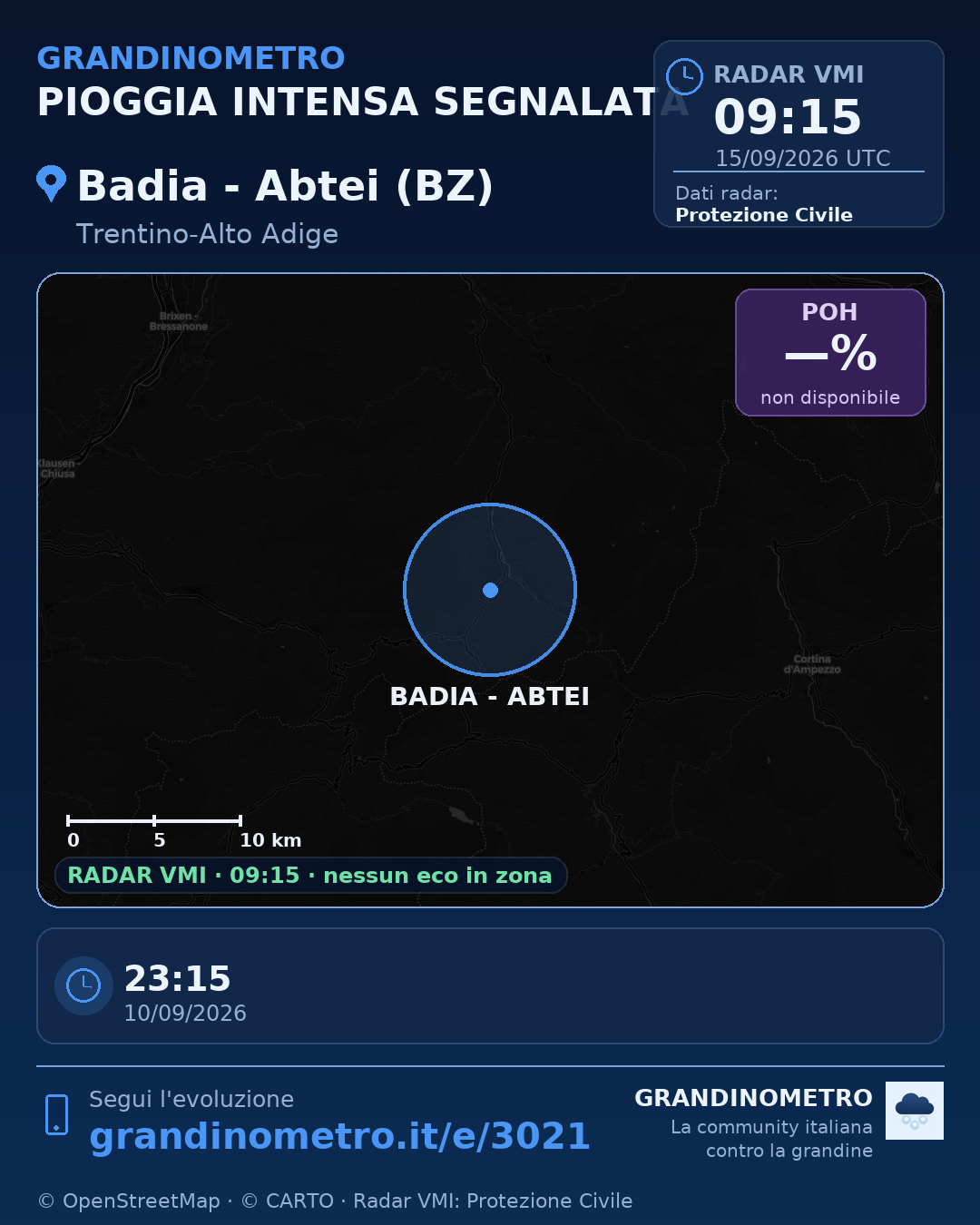 Mappa dell'evento: pioggia intensa a Badia - Abtei (BZ)