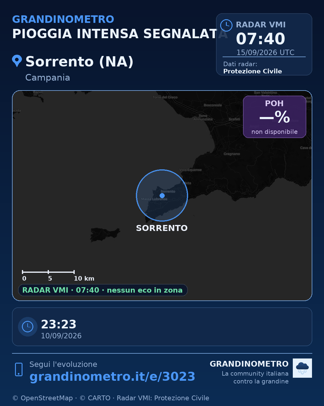 Mappa dell'evento: pioggia intensa a Sorrento (NA)