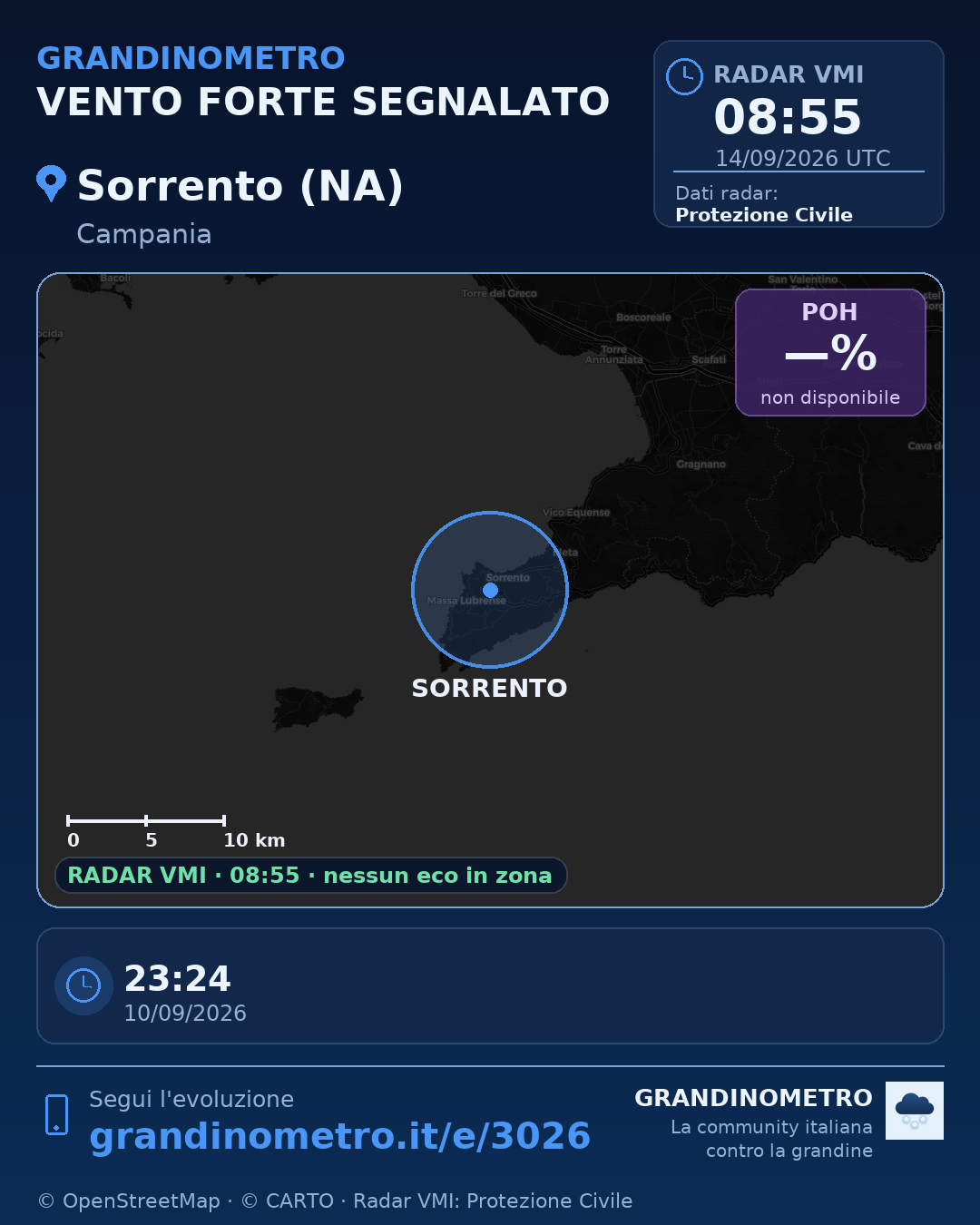 Mappa dell'evento: vento forte a Sorrento (NA)