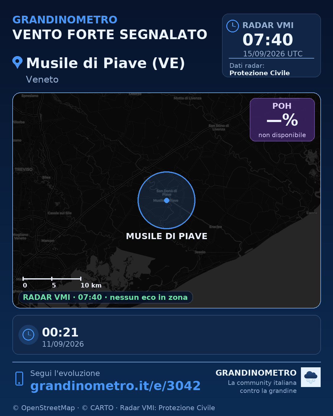 Mappa dell'evento: vento forte a Musile di Piave (VE)