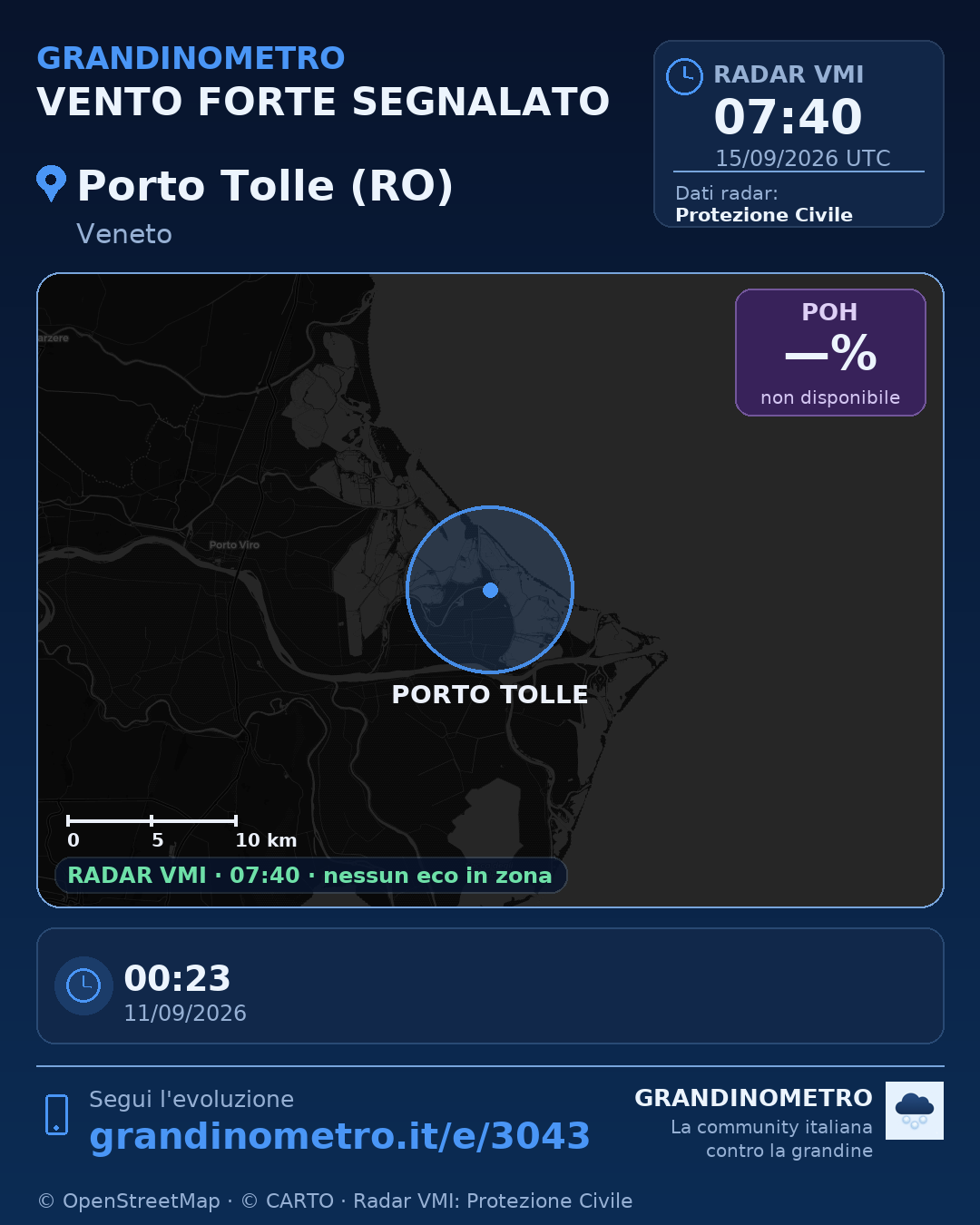Mappa dell'evento: vento forte a Porto Tolle (RO)