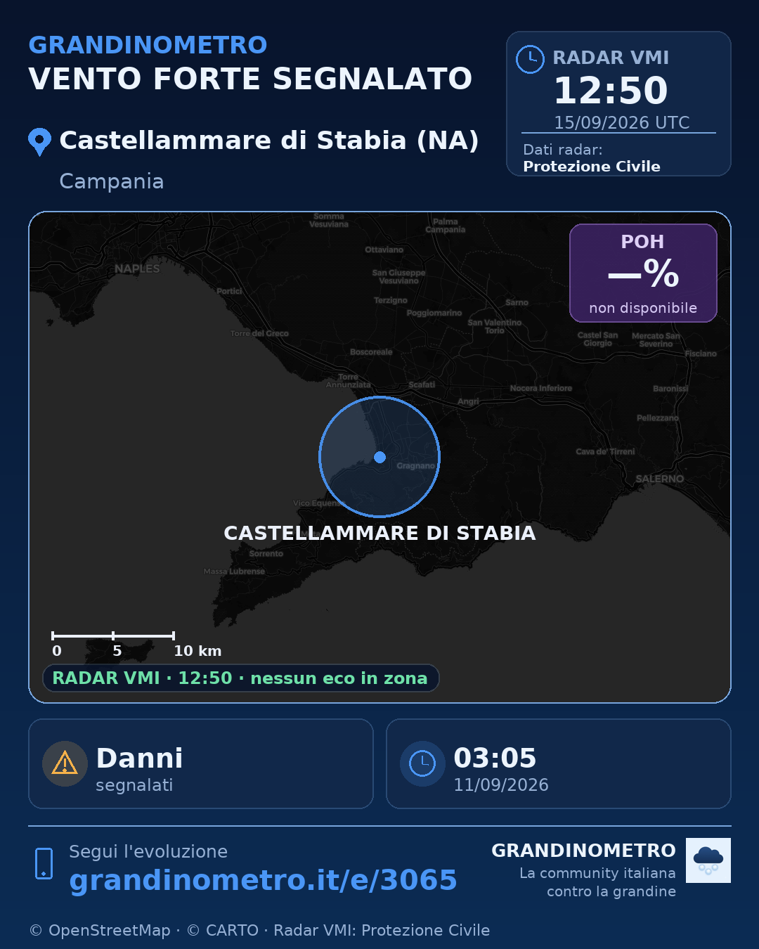 Mappa dell'evento: vento forte a Castellammare di Stabia (NA)
