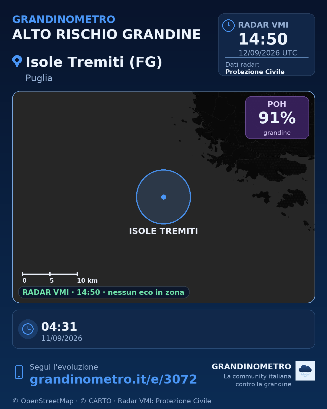 Mappa dell'evento: grandine a Isole Tremiti (FG)
