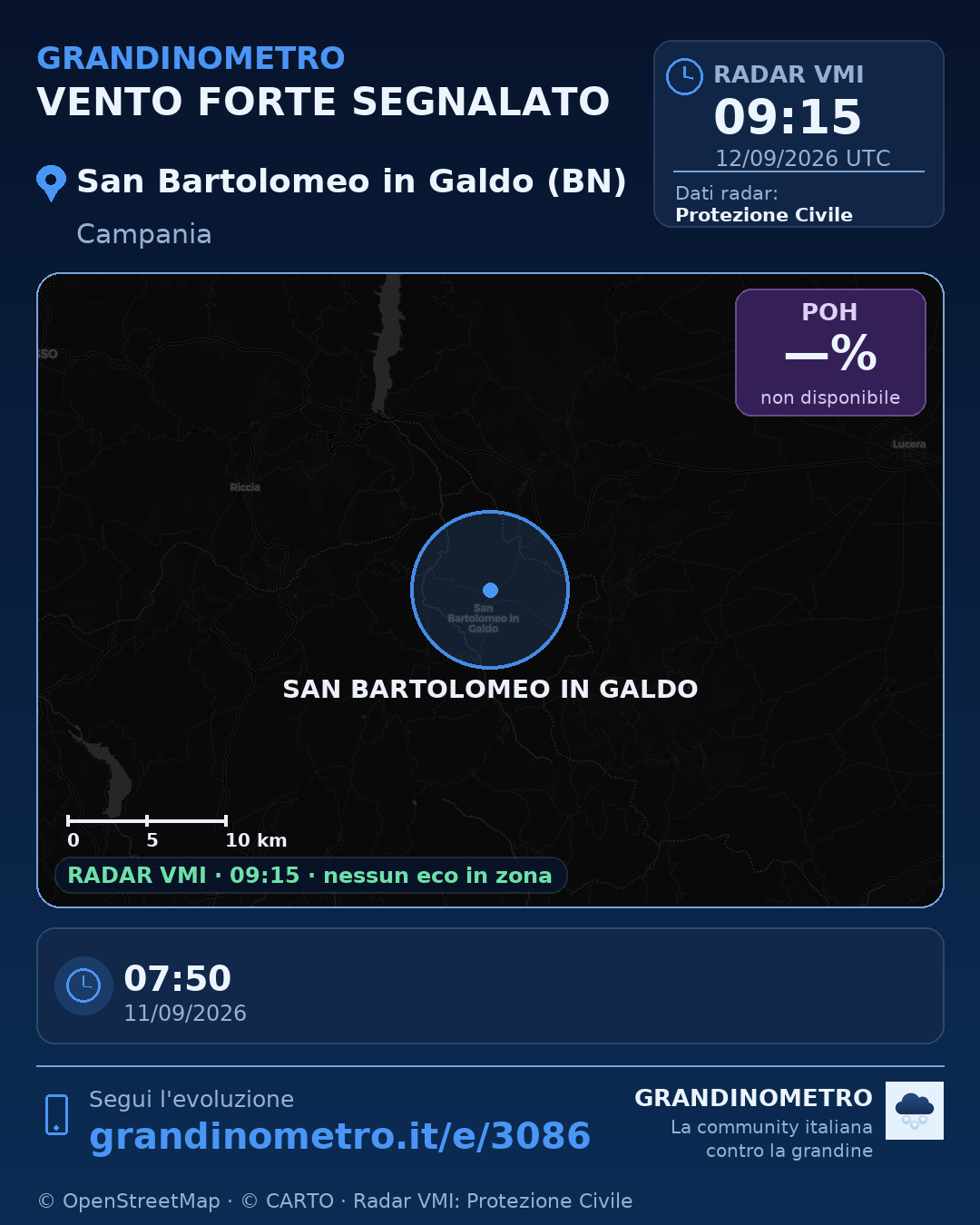Mappa dell'evento: vento forte a San Bartolomeo in Galdo (BN)