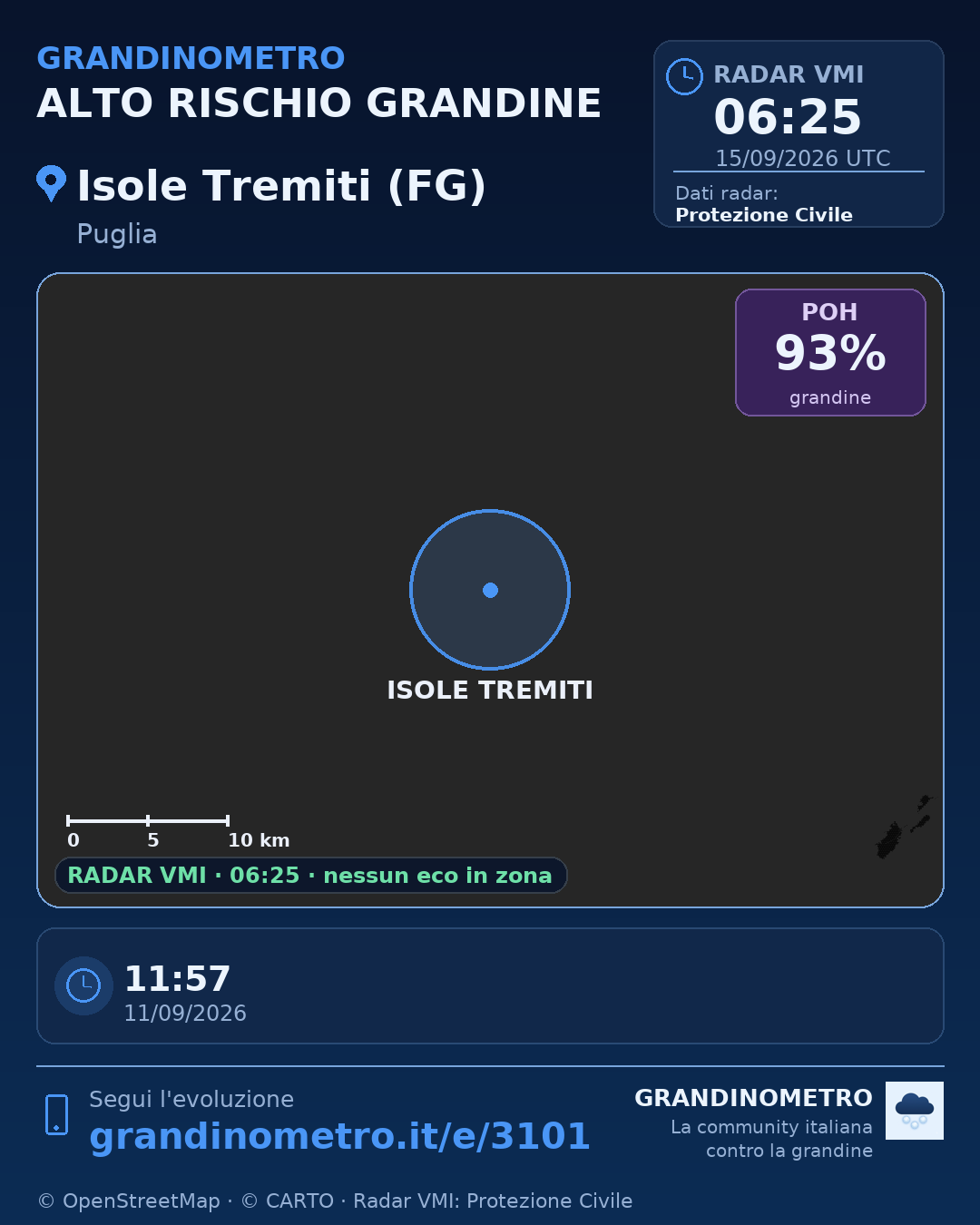 Mappa dell'evento: grandine a Isole Tremiti (FG)
