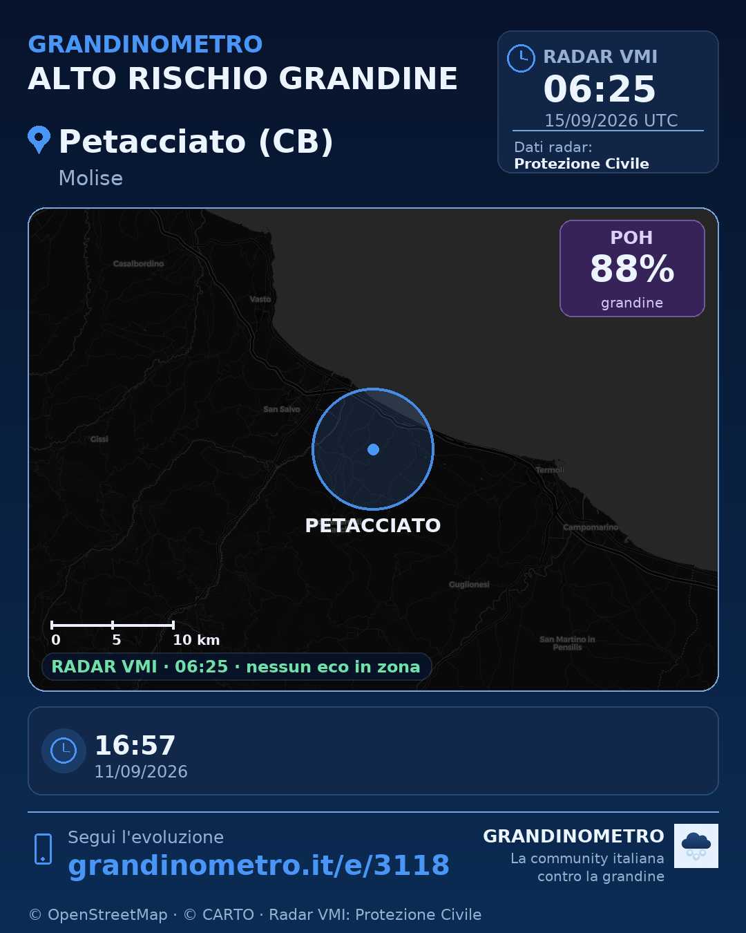 Mappa dell'evento: grandine a Petacciato (CB)