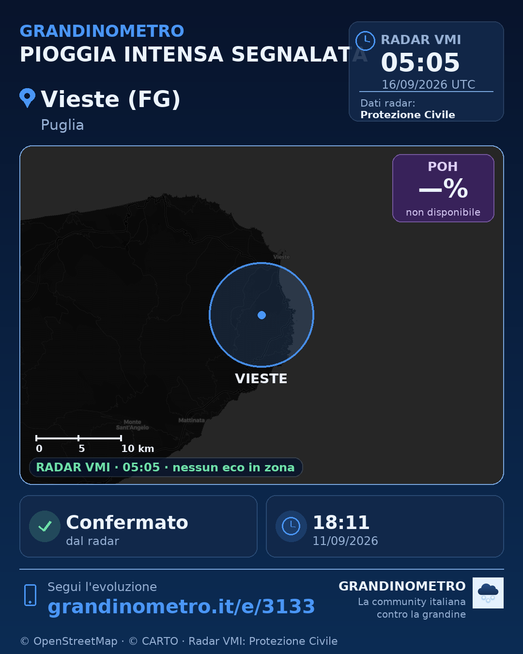 Mappa dell'evento: pioggia intensa a Vieste (FG)