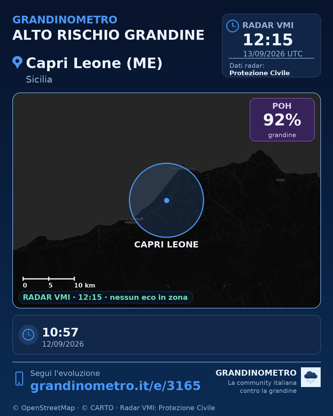 Mappa dell'evento: grandine a Capri Leone (ME)