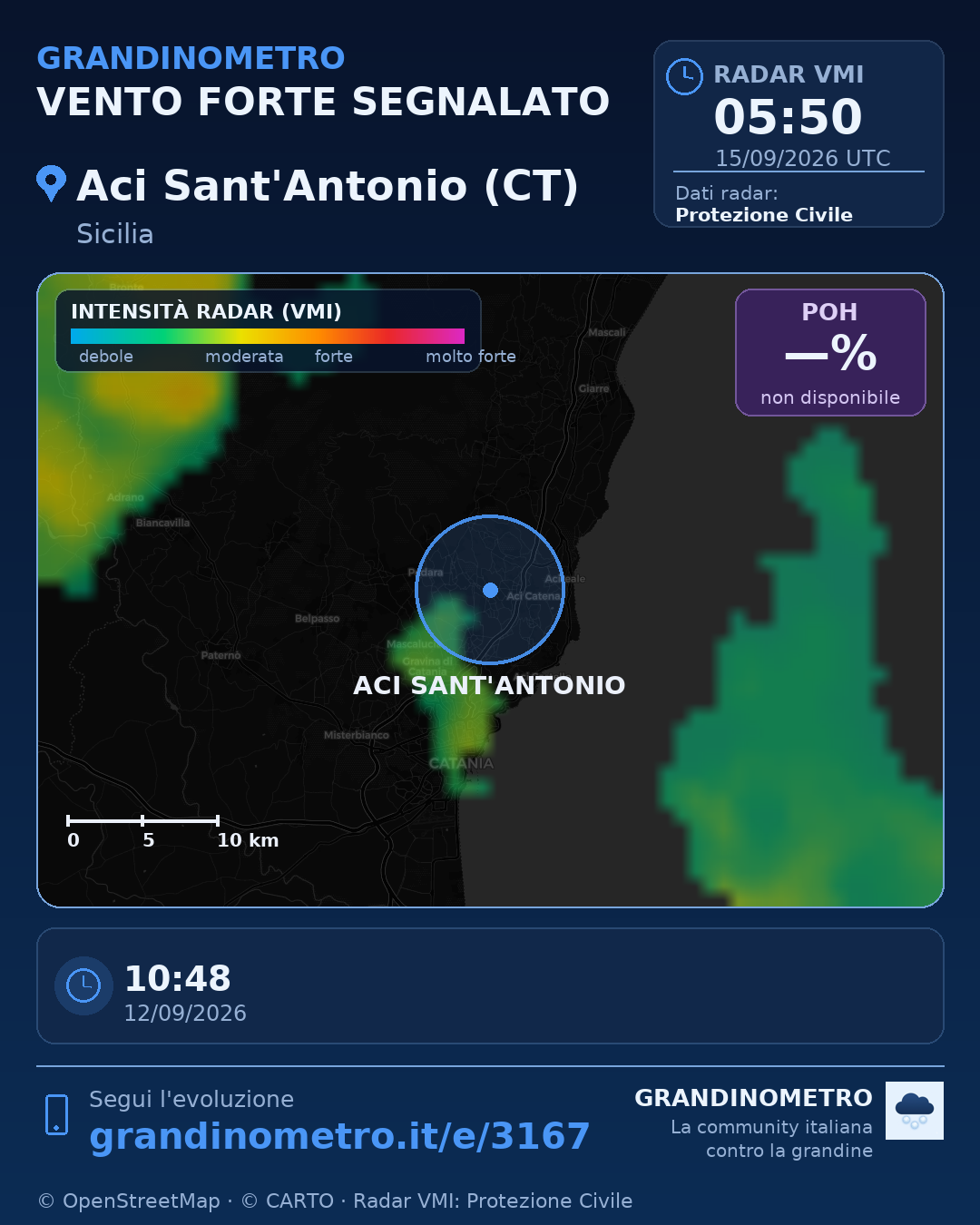 Mappa dell'evento: vento forte ad Aci Sant'Antonio (CT)
