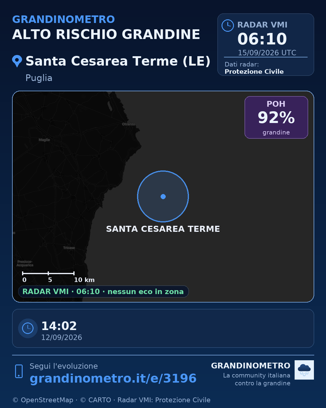 Mappa dell'evento: grandine a Santa Cesarea Terme (LE)