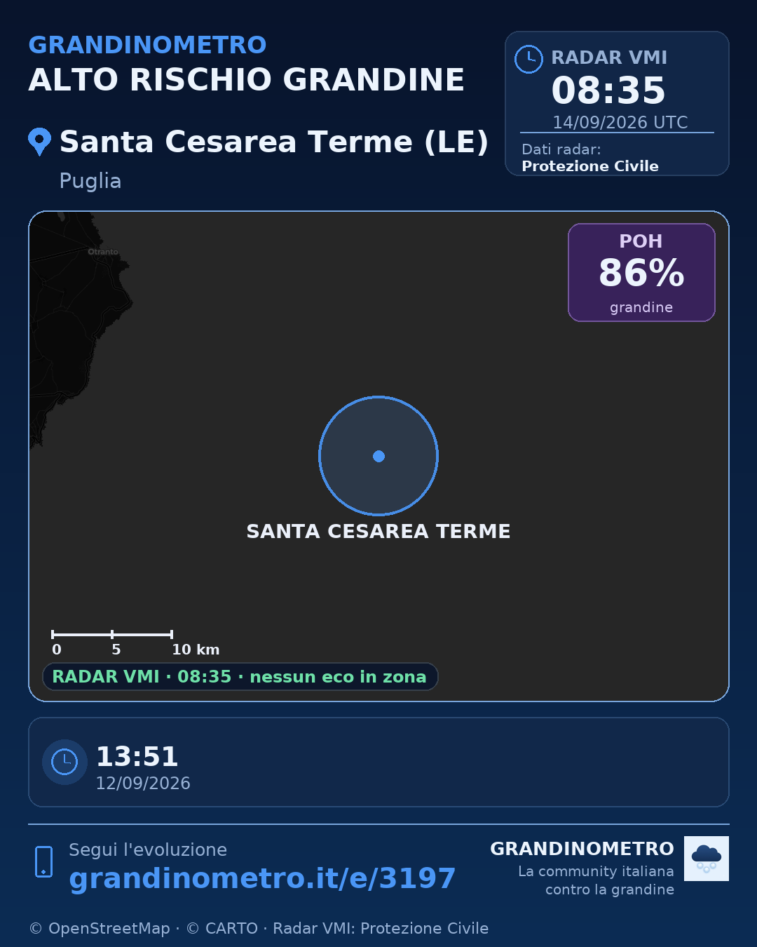 Mappa dell'evento: grandine a Santa Cesarea Terme (LE)