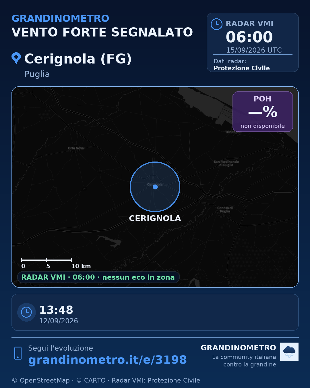 Mappa dell'evento: vento forte a Cerignola (FG)