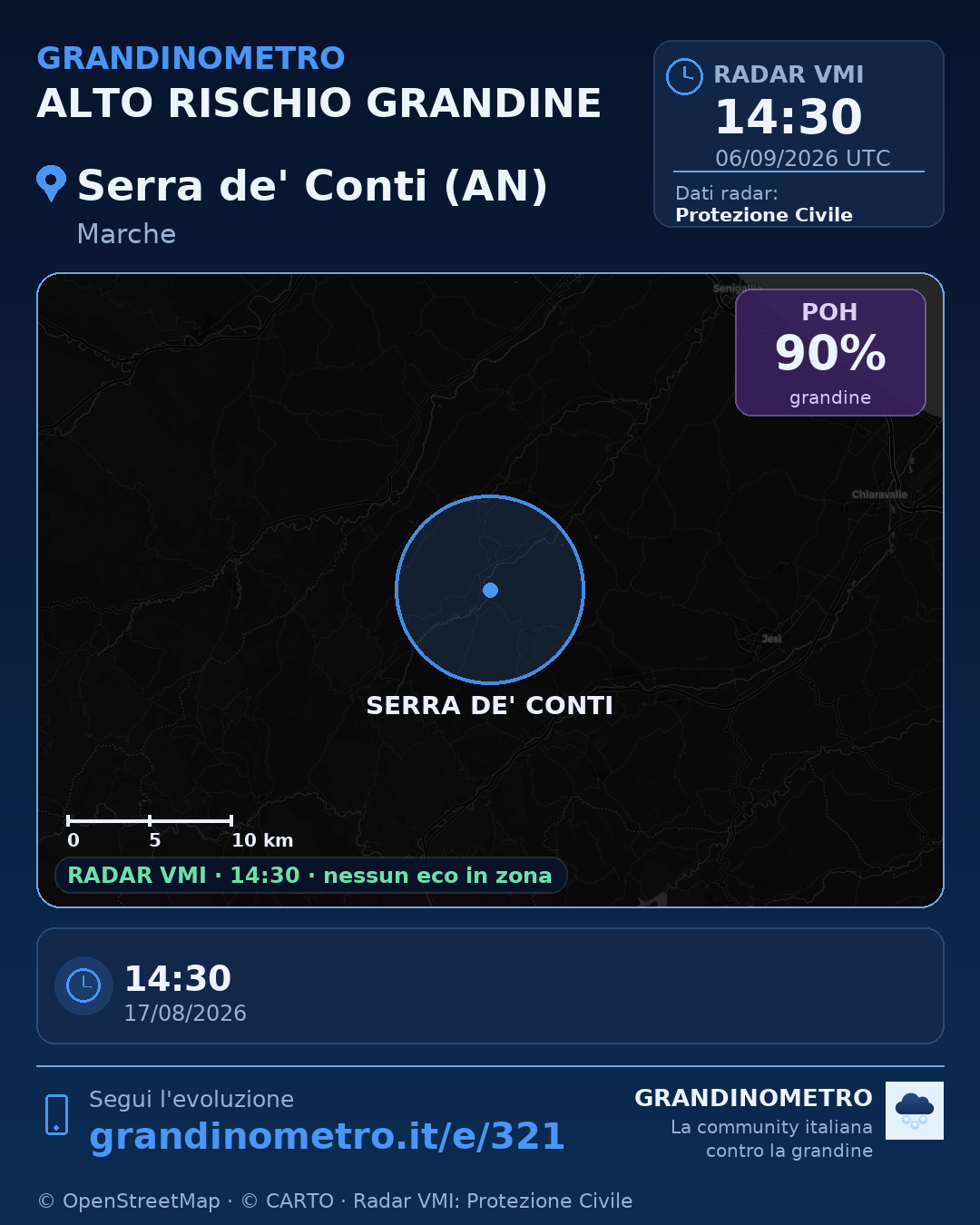 Mappa dell'evento: grandine a Serra de' Conti (AN)