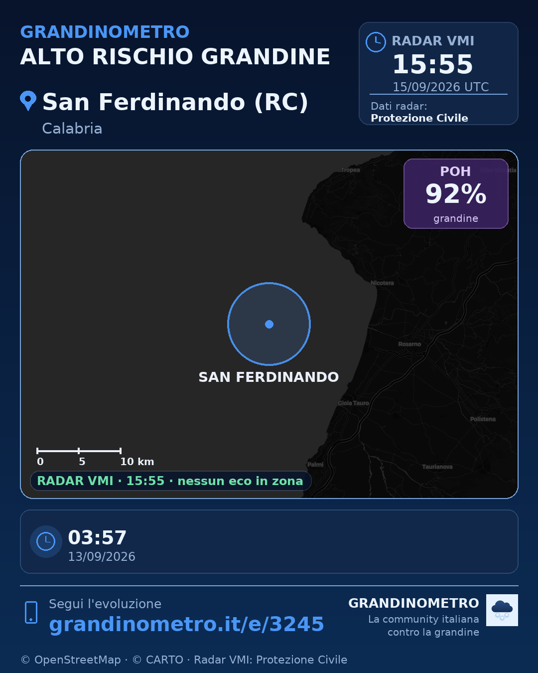 Mappa dell'evento: grandine a San Ferdinando (RC)