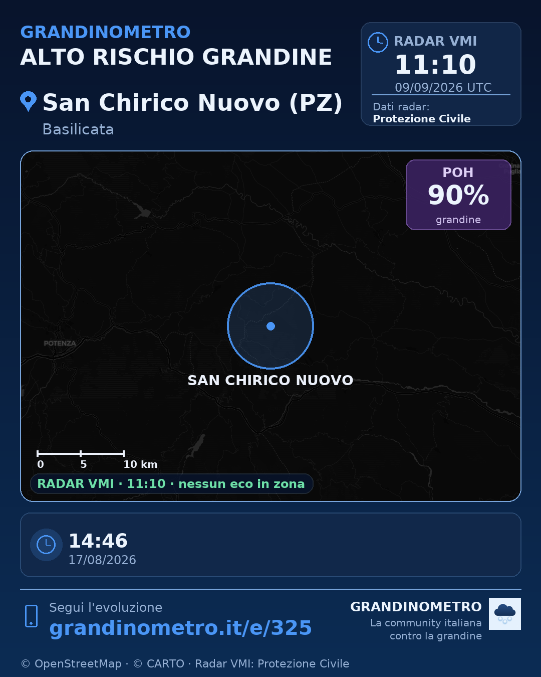 Mappa dell'evento: grandine a San Chirico Nuovo (PZ)