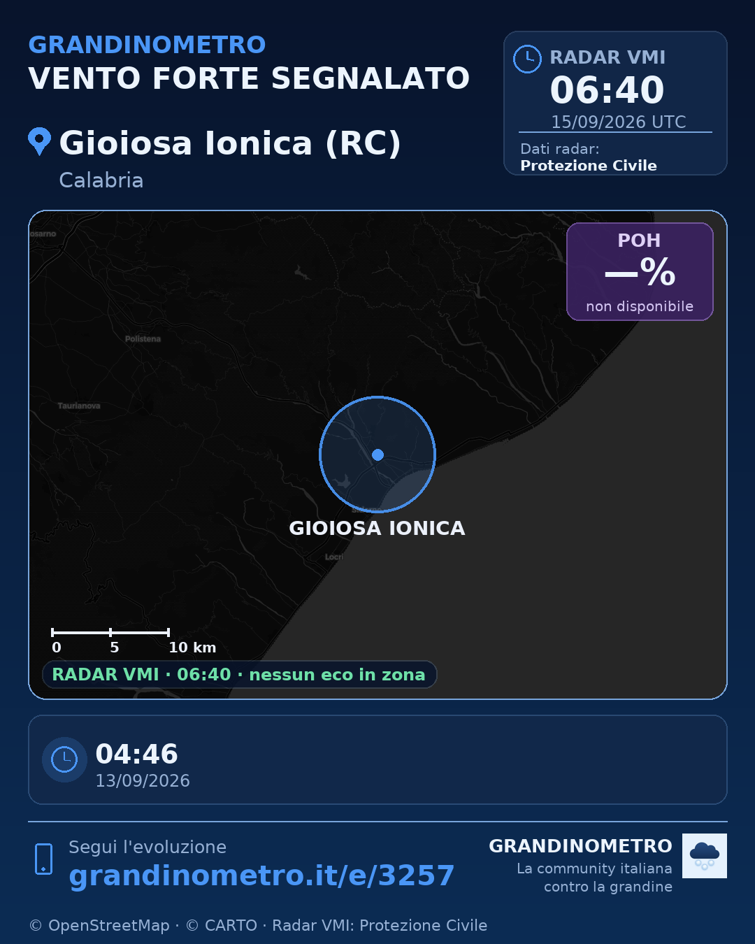 Mappa dell'evento: vento forte a Gioiosa Ionica (RC)